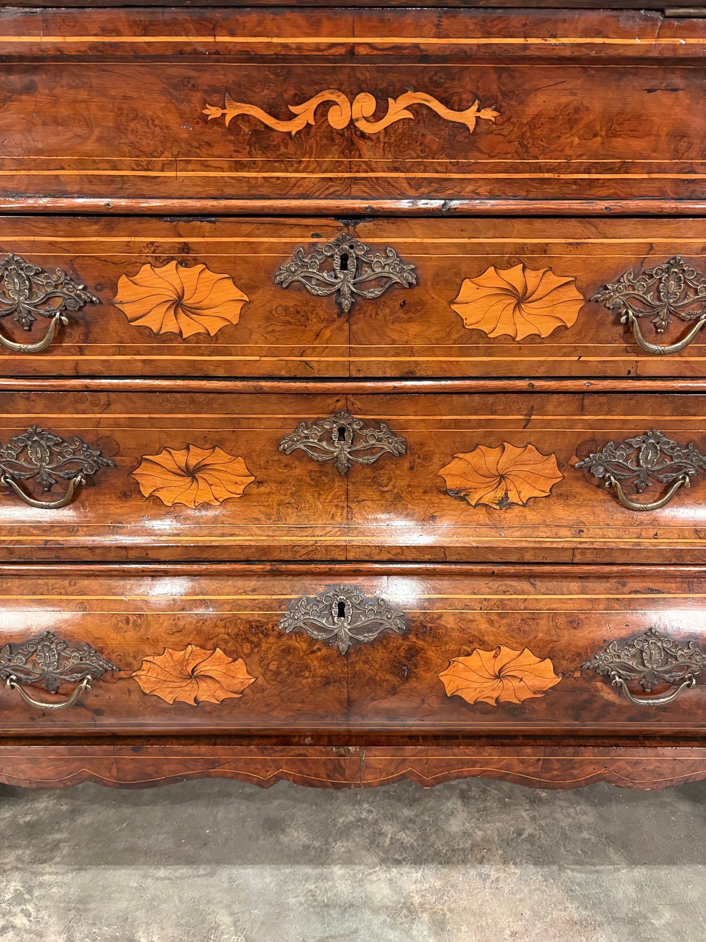 Dutch Marquetry Inlaid Walnut Bureau