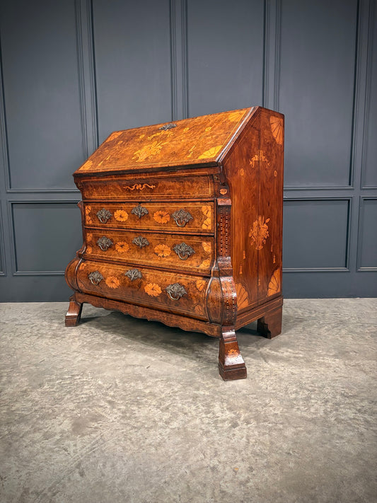 Dutch Marquetry Inlaid Walnut Bureau