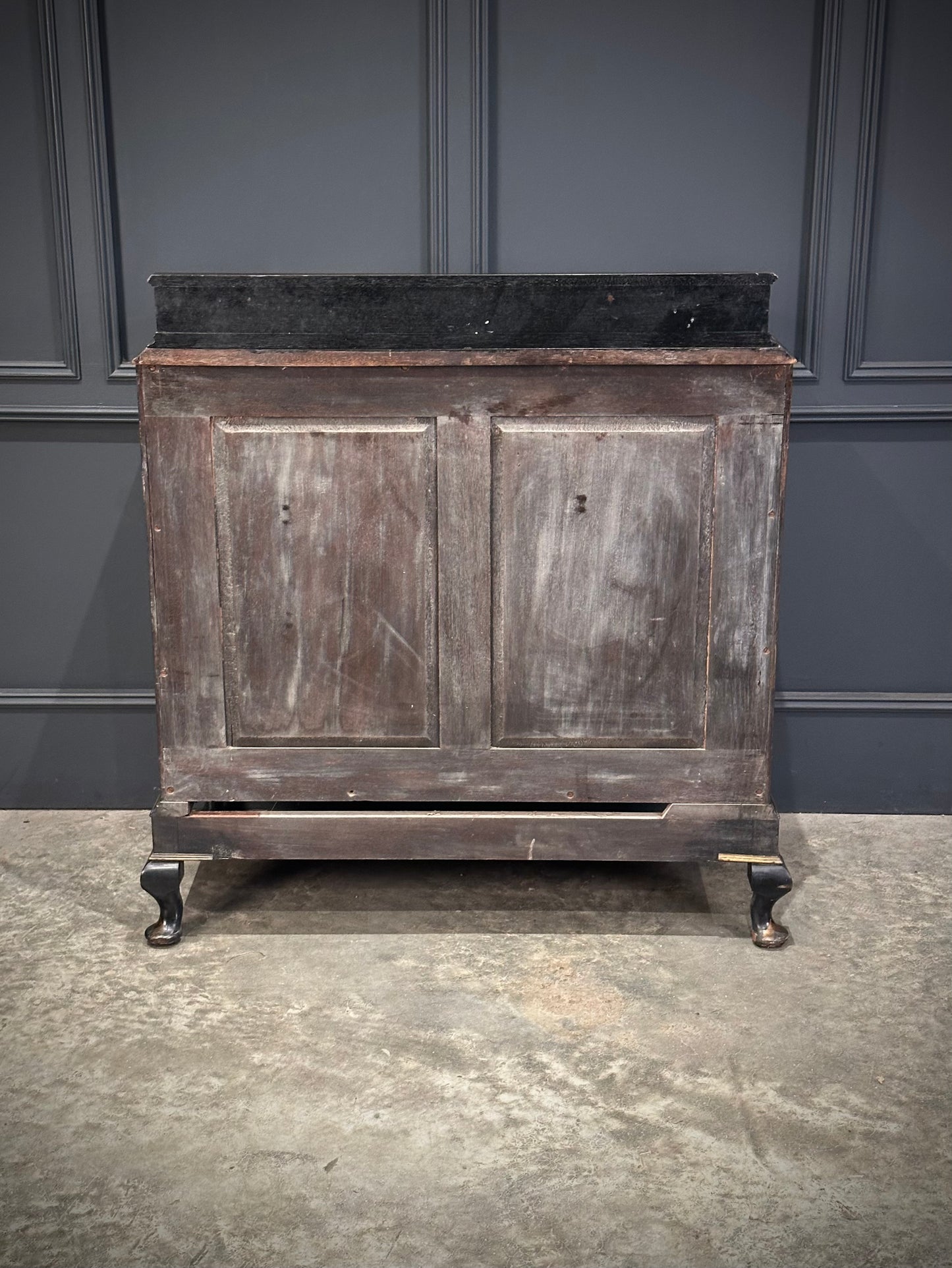 Chinoiserie Black Lacquered Japanned Side Cabinet