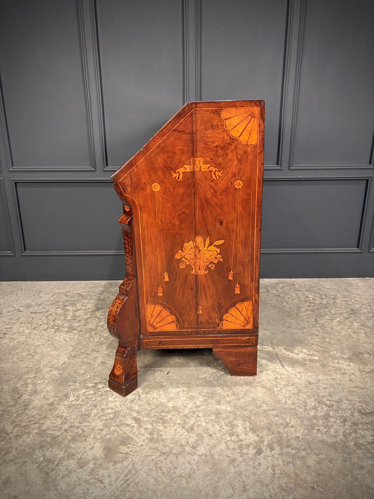 Dutch Marquetry Inlaid Walnut Bureau
