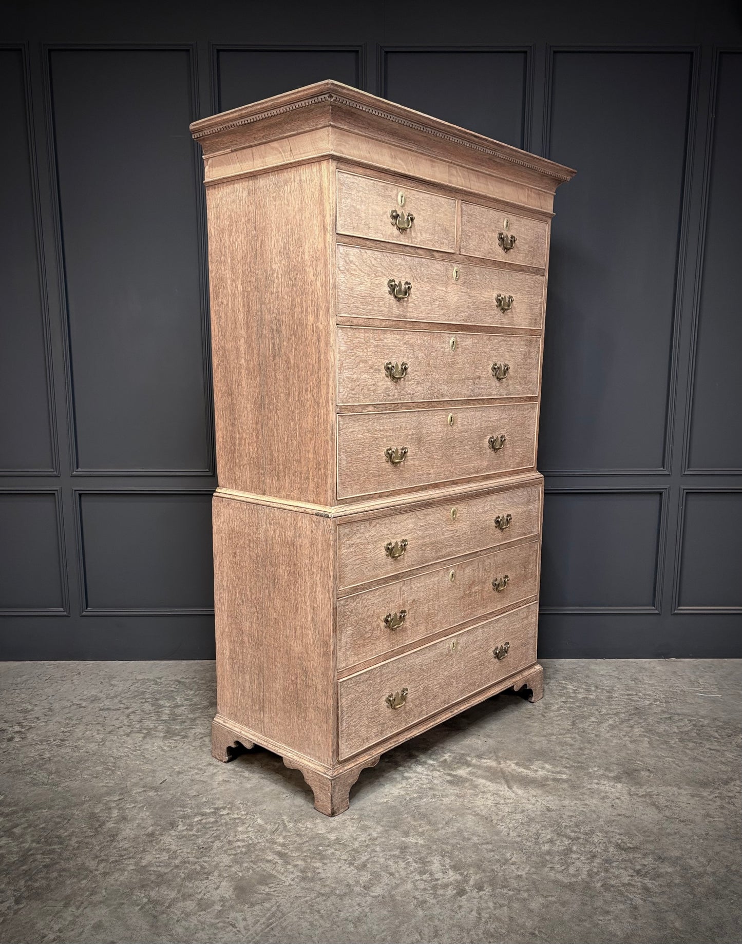 18th Century Bleached Oak Chest on Chest