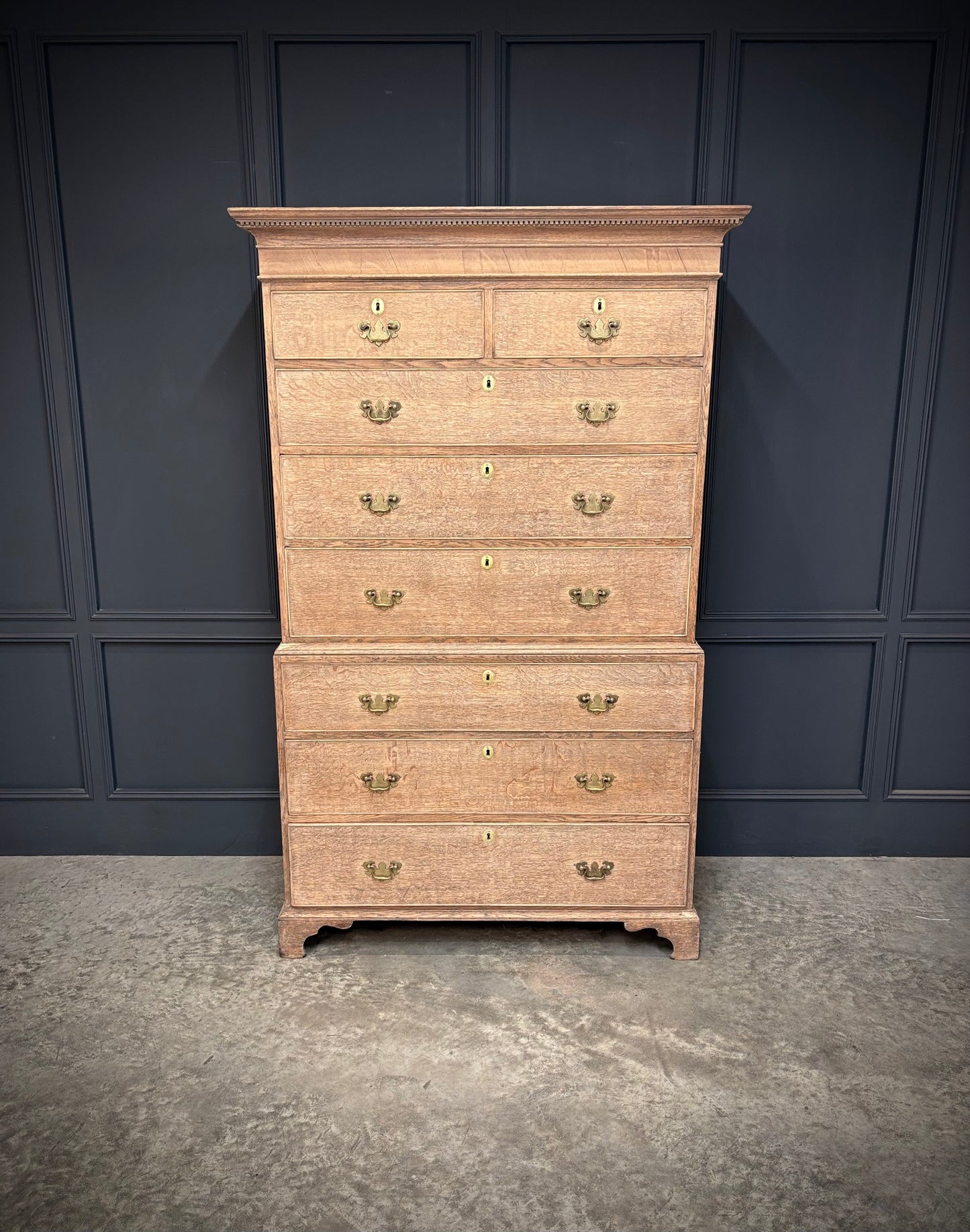 18th Century Bleached Oak Chest on Chest