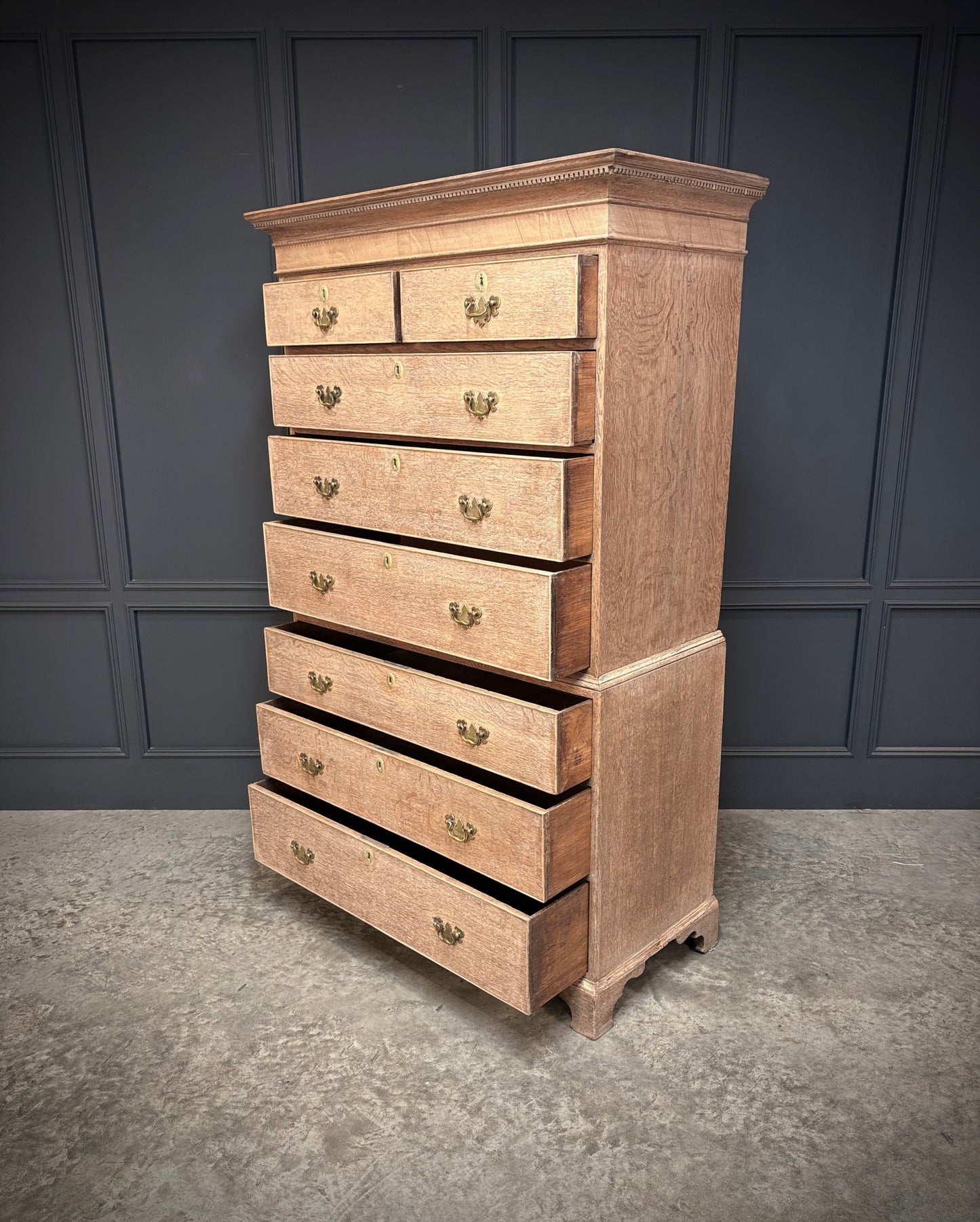 18th Century Bleached Oak Chest on Chest