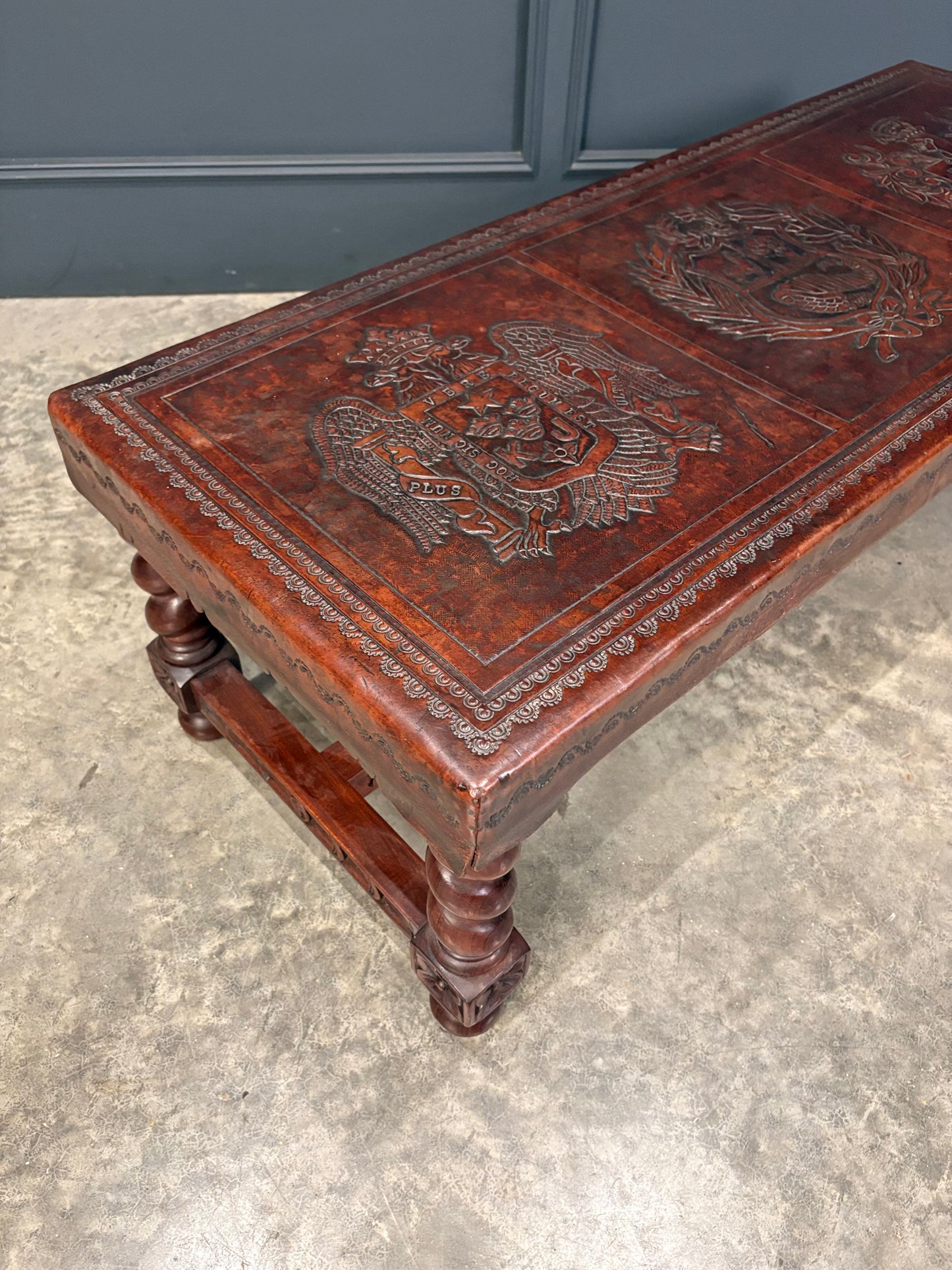 Mahogany & Leather Coffee Table