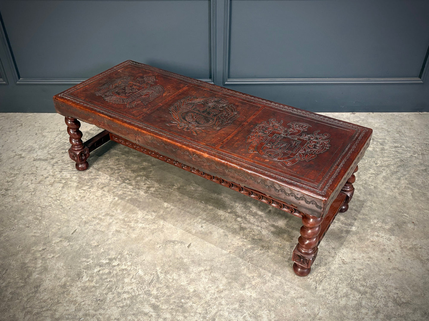 Mahogany & Leather Coffee Table