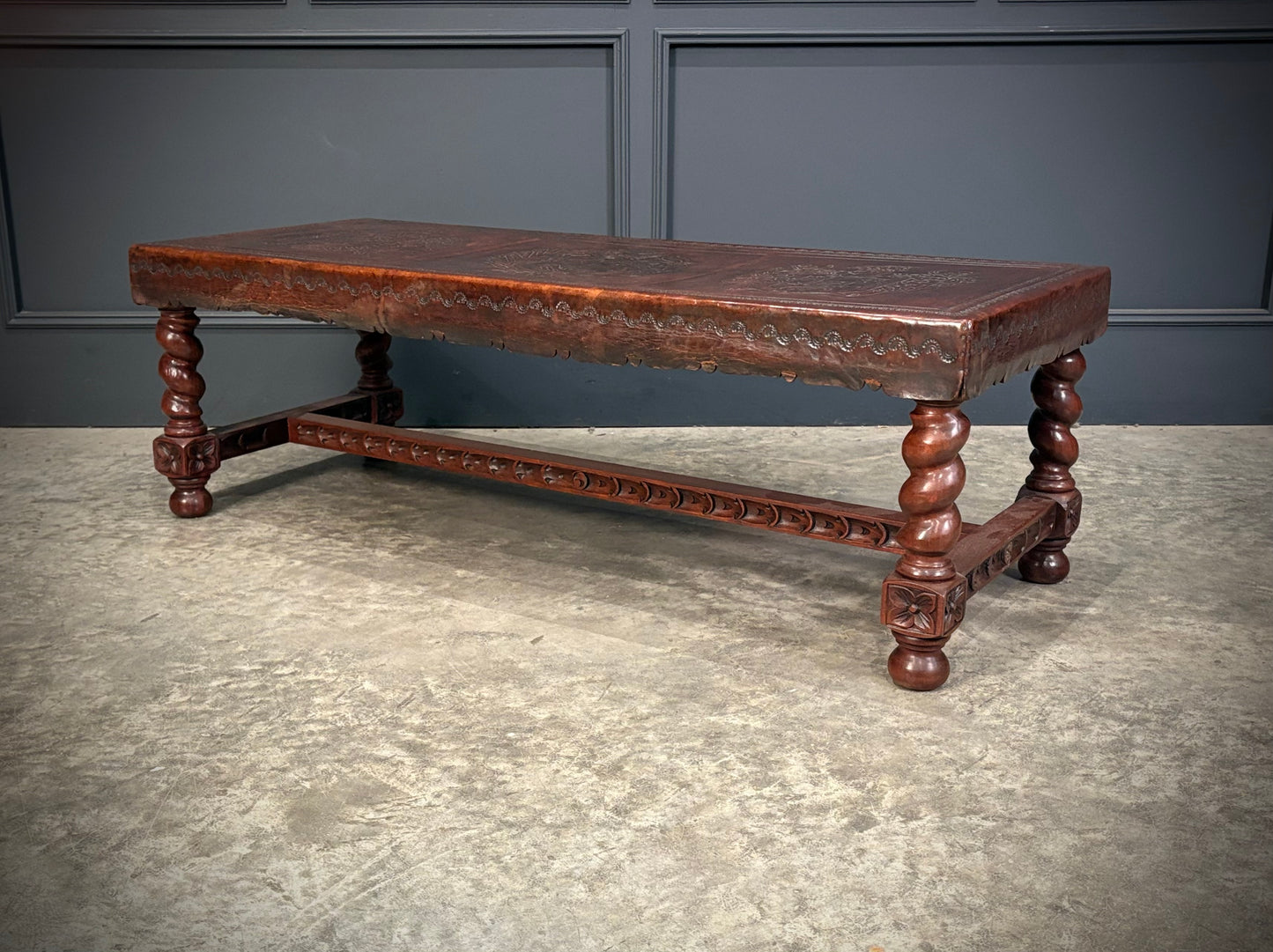 Mahogany & Leather Coffee Table