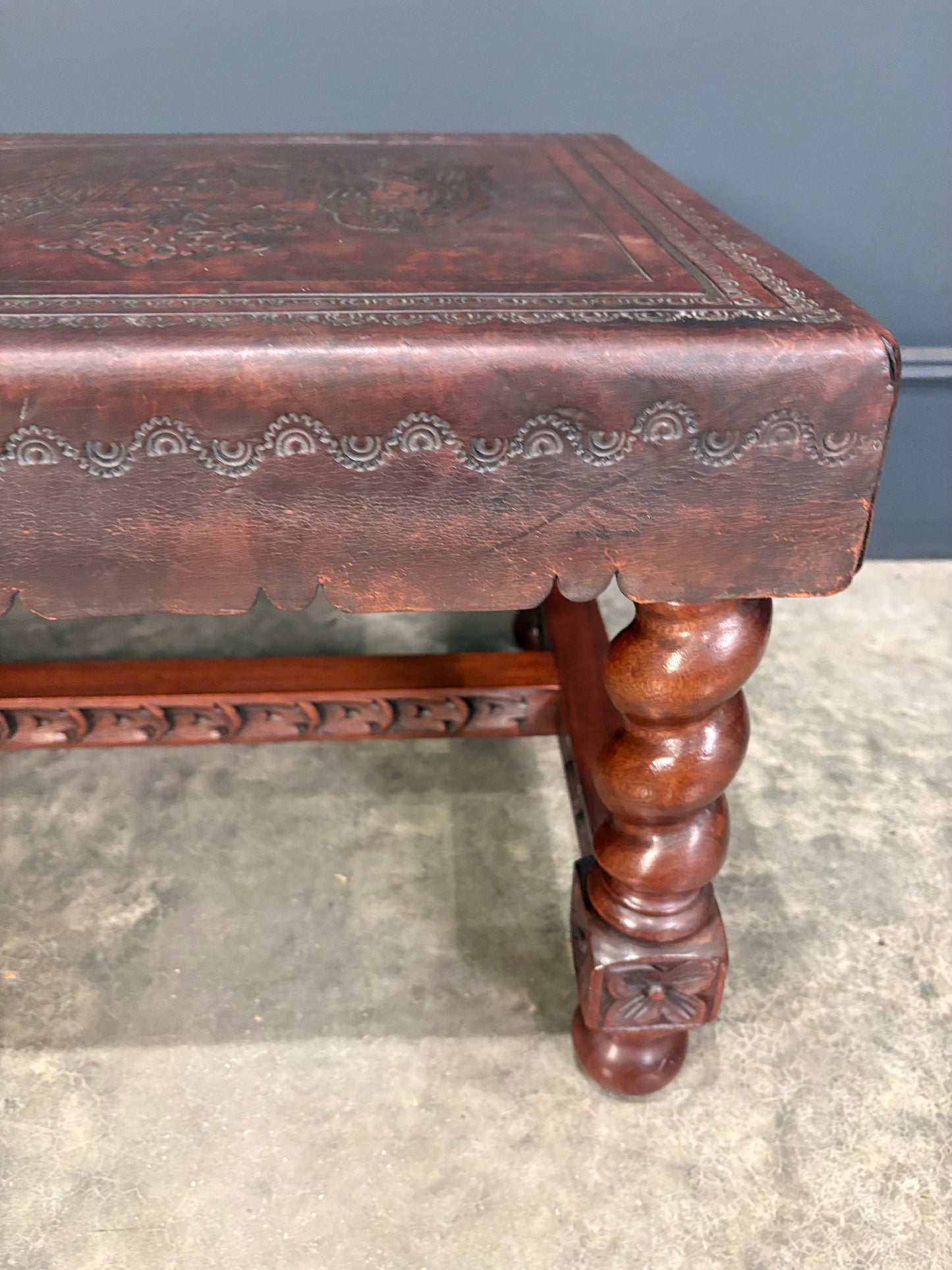 Mahogany & Leather Coffee Table