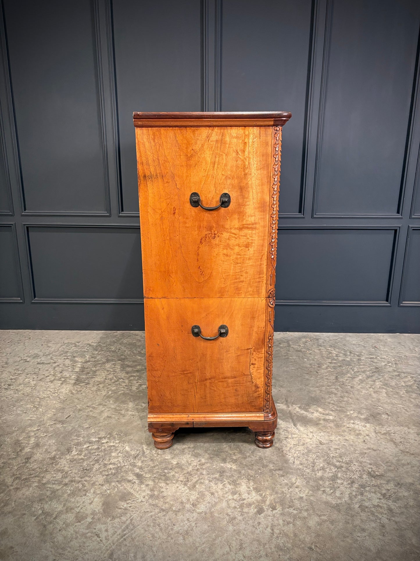 19th Century Camphor Wood Military Campaign Secretaire Chest