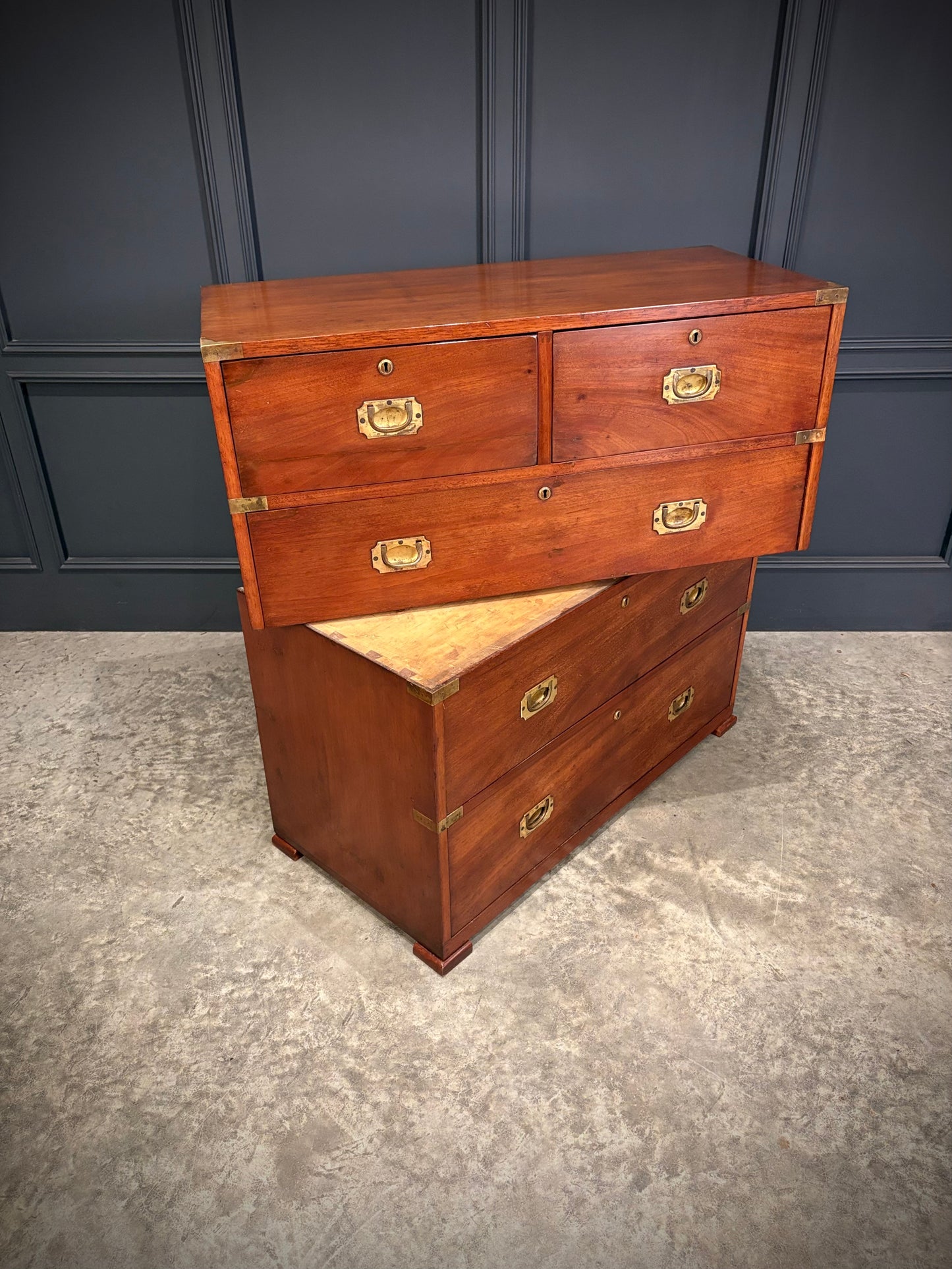 Victorian Mahogany Military Campaign Chest by Ross & Co.