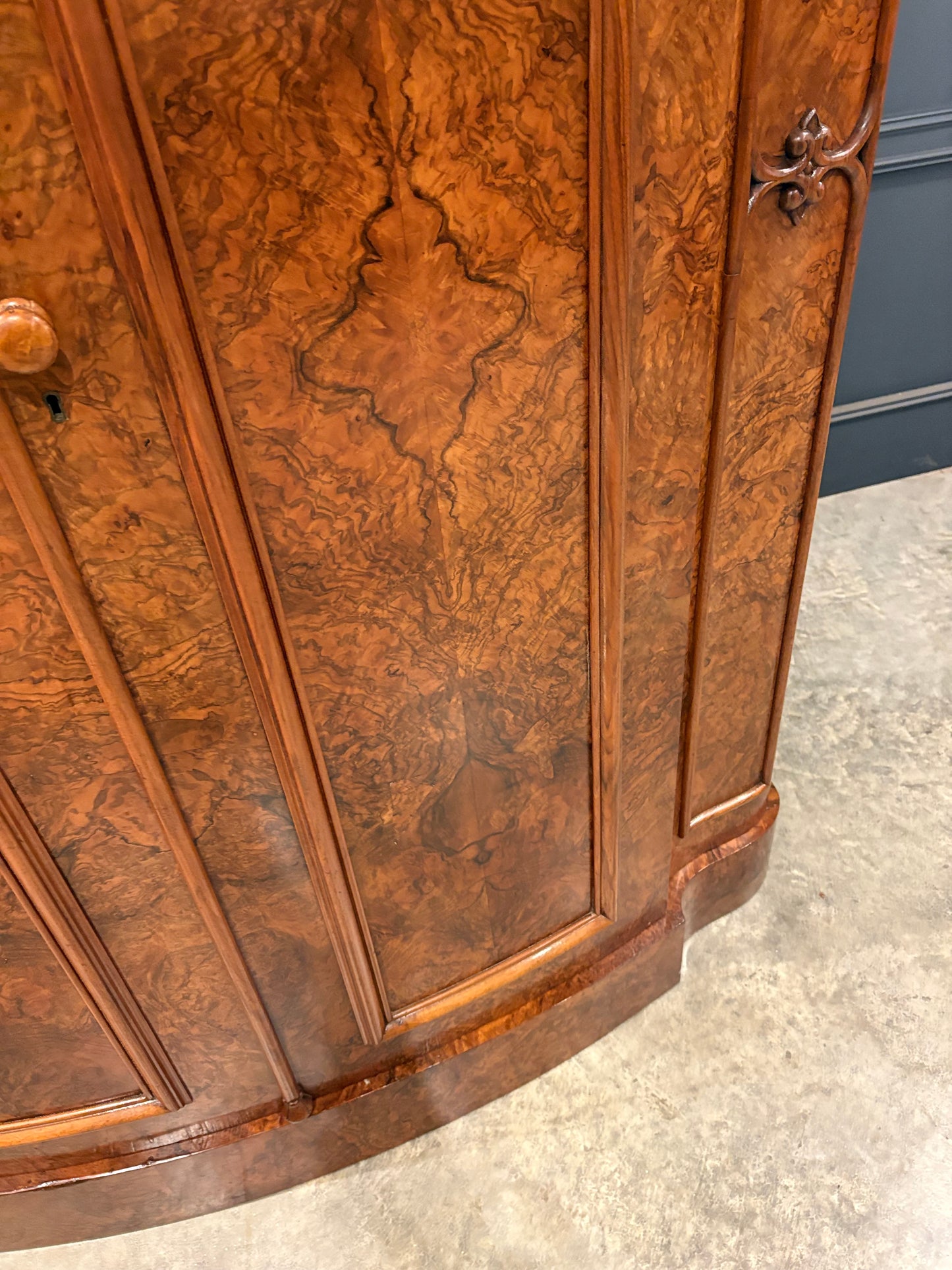 Large Victorian Bow Front Walnut Wardrobe