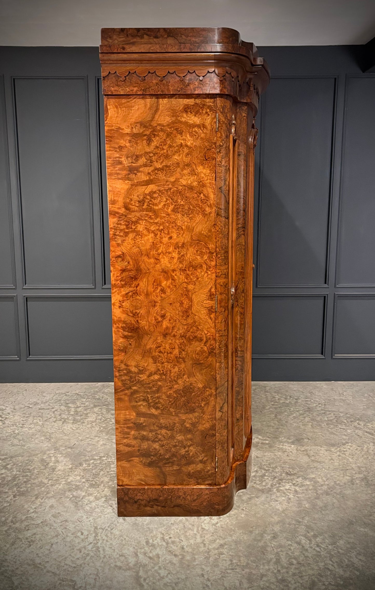 Large Victorian Bow Front Walnut Wardrobe