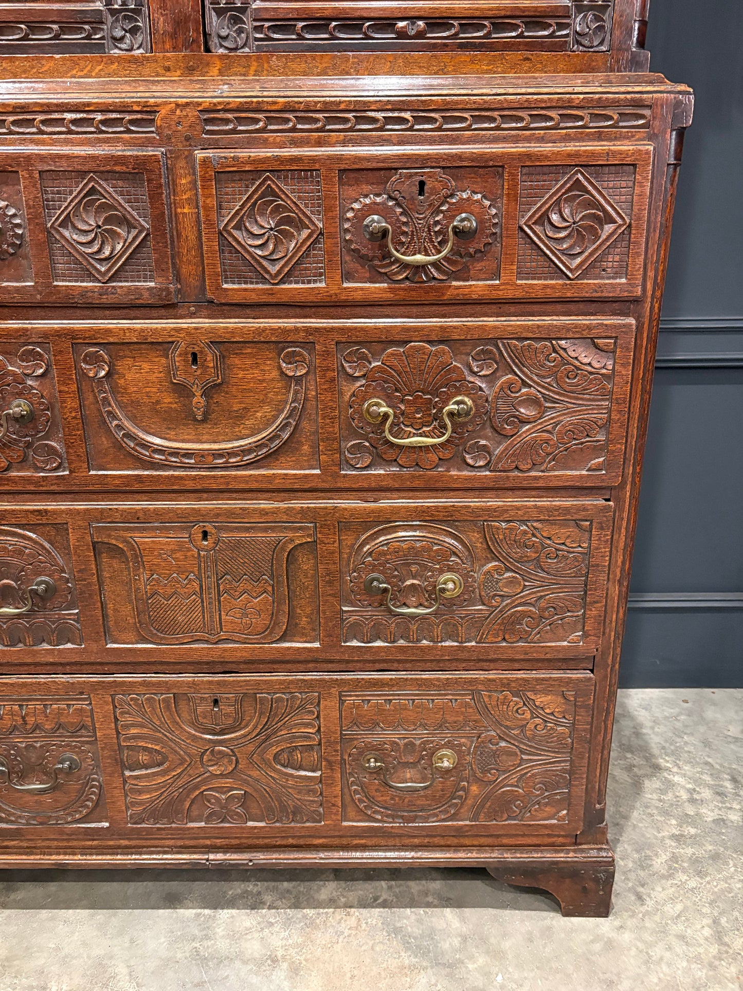 18th Century Carved Oak Housekeepers Cupboard