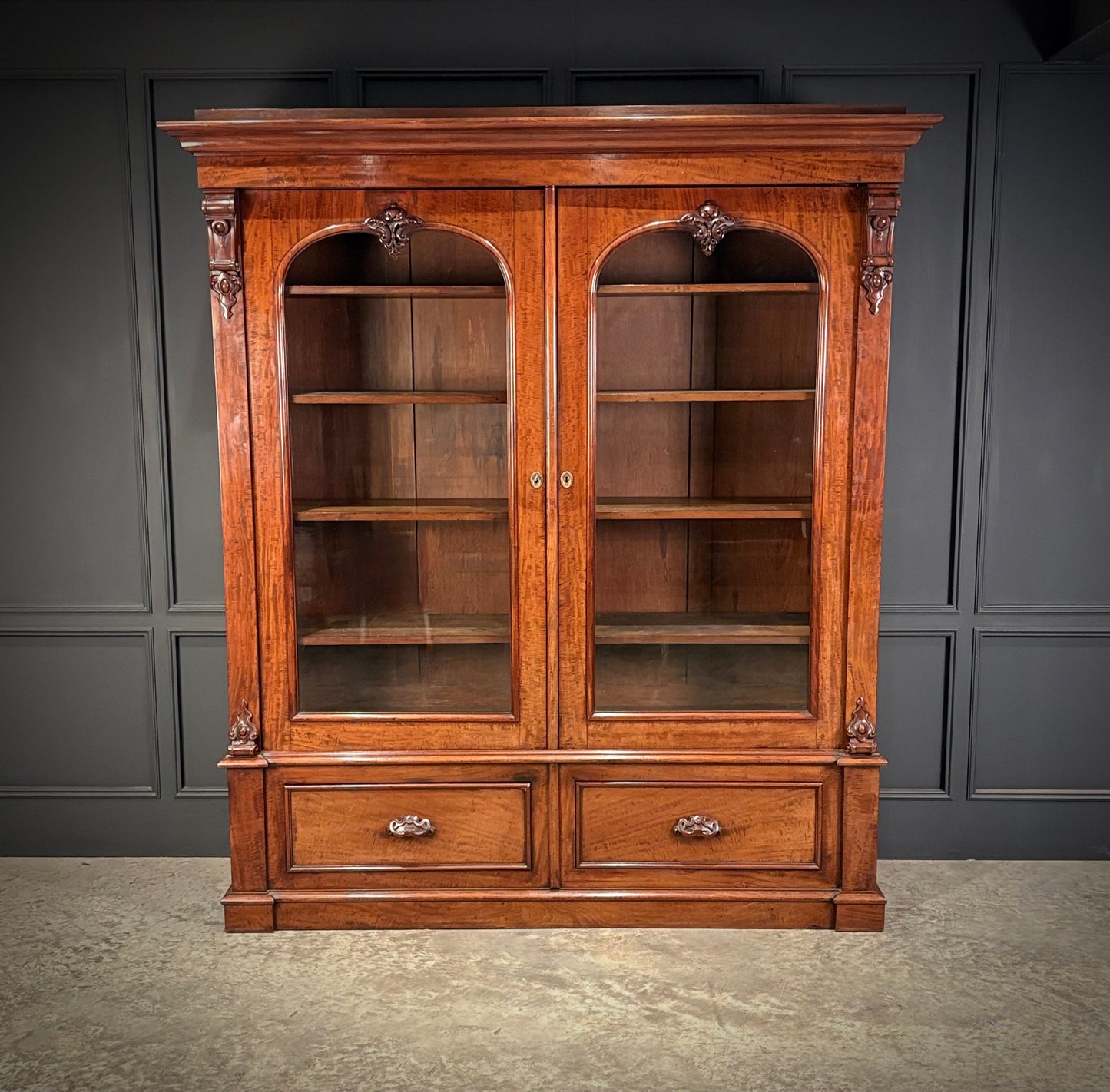 Large Victorian Mahogany Glazed Bookcase
