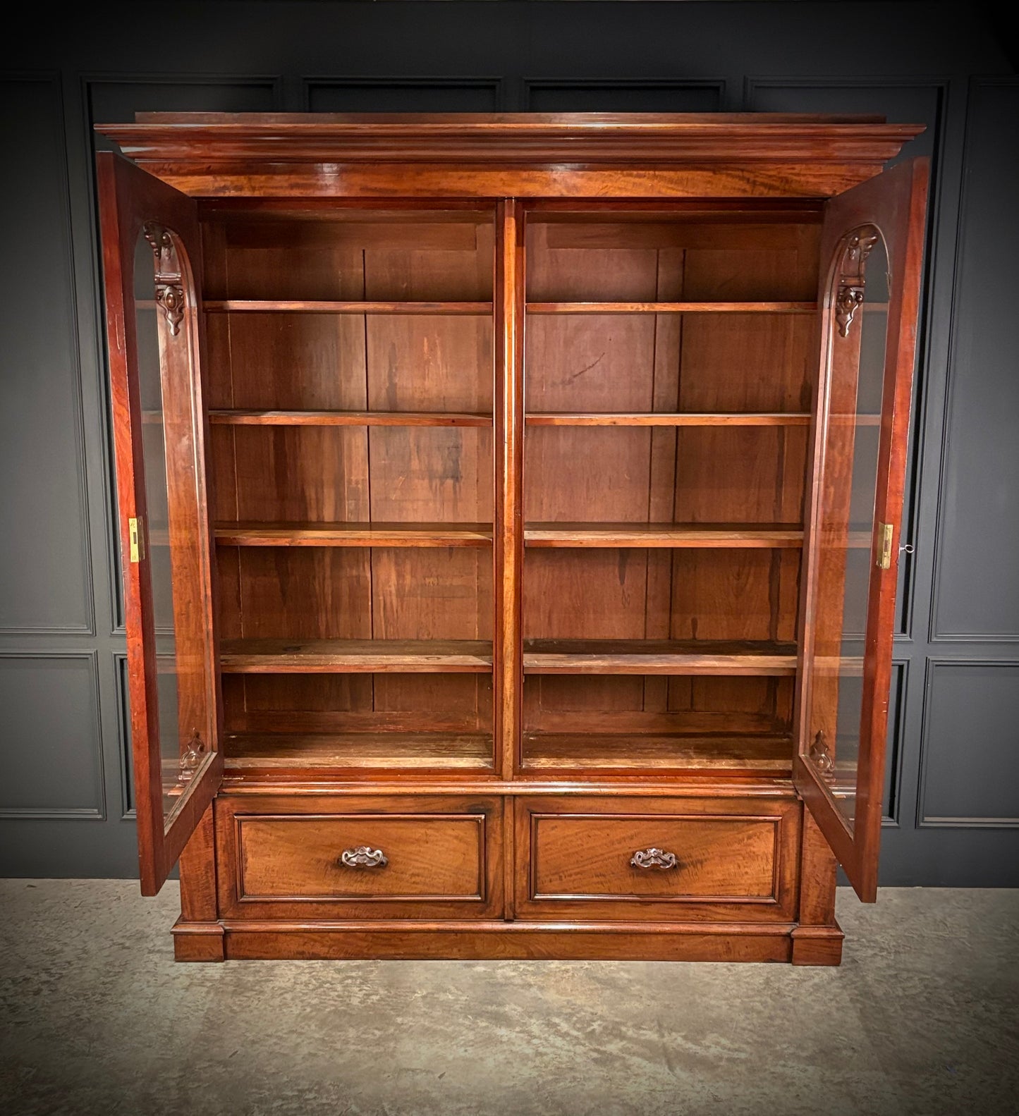 Large Victorian Mahogany Glazed Bookcase