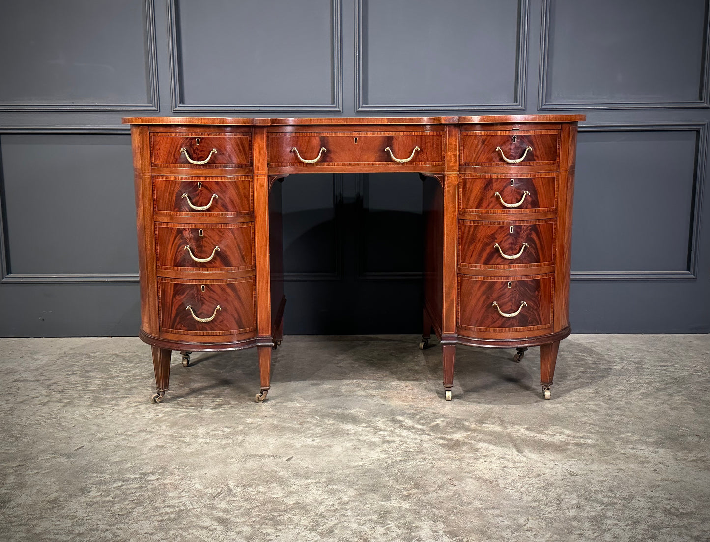 Edwardian Mahogany Kidney Shaped Desk