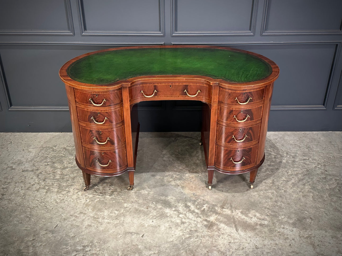 Edwardian Mahogany Kidney Shaped Desk