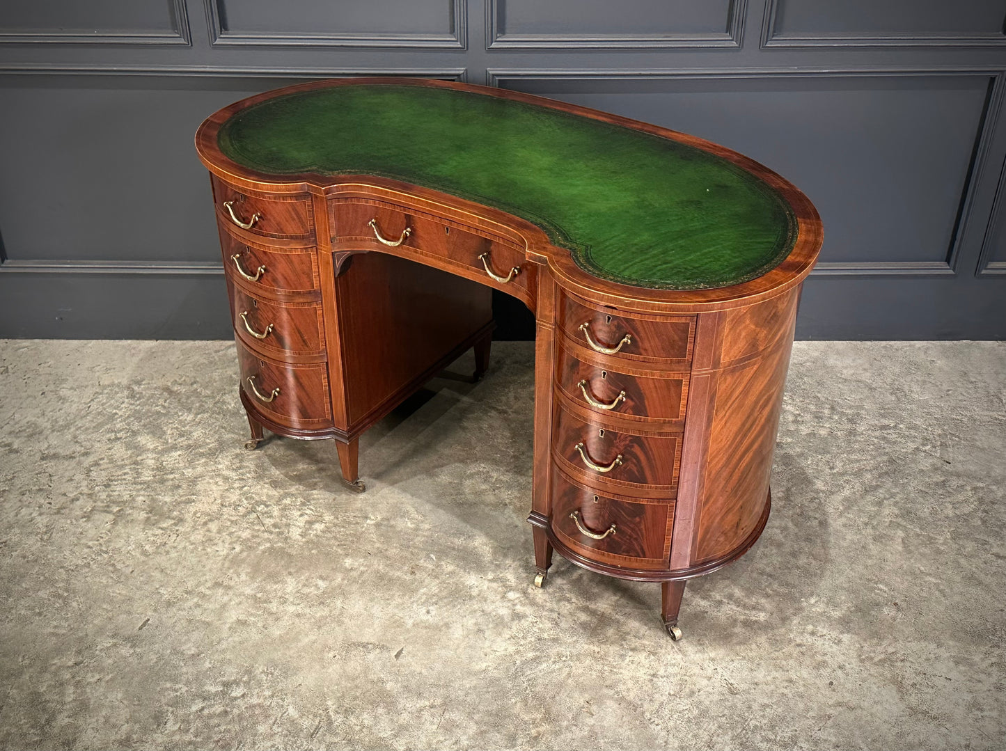 Edwardian Mahogany Kidney Shaped Desk