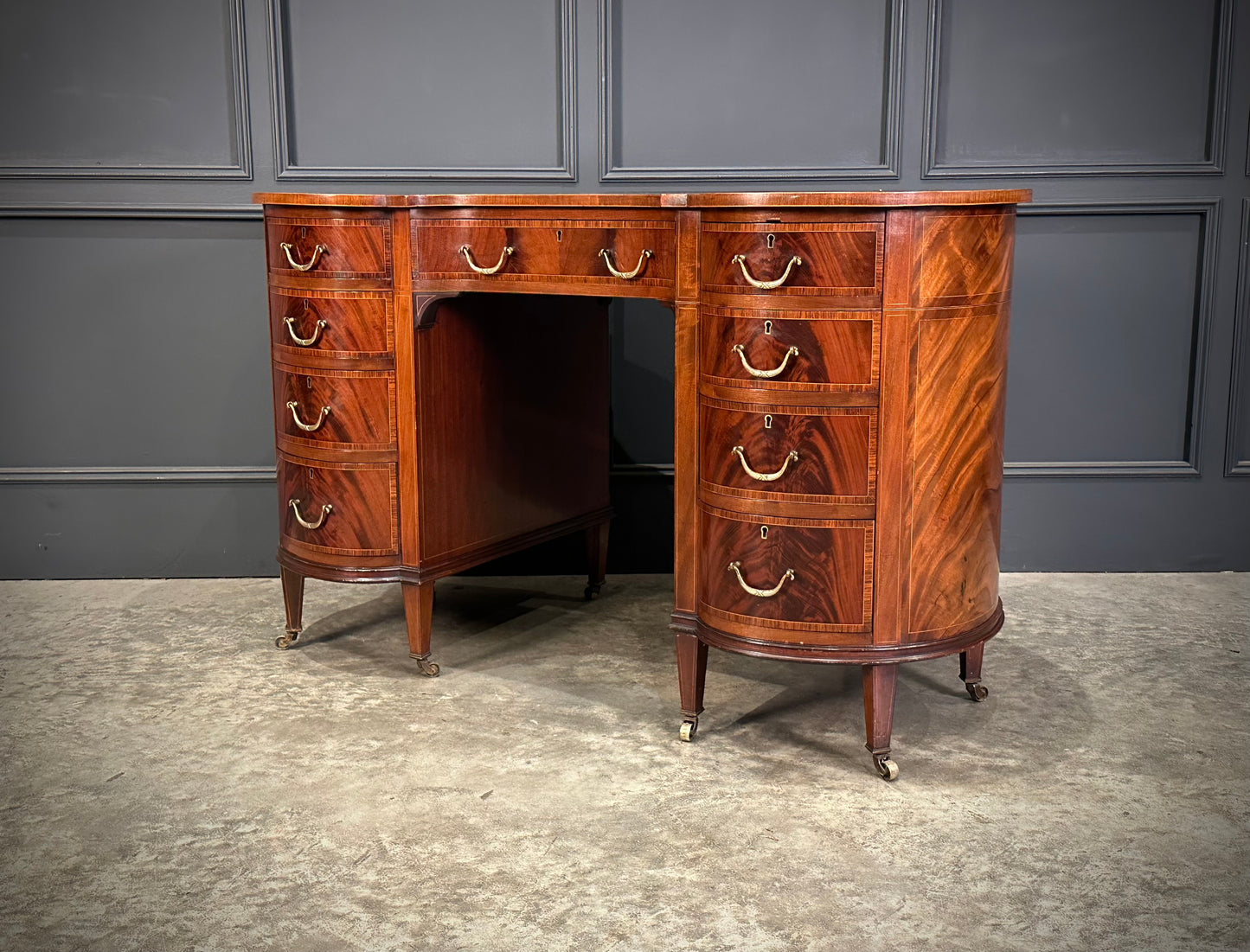 Edwardian Mahogany Kidney Shaped Desk