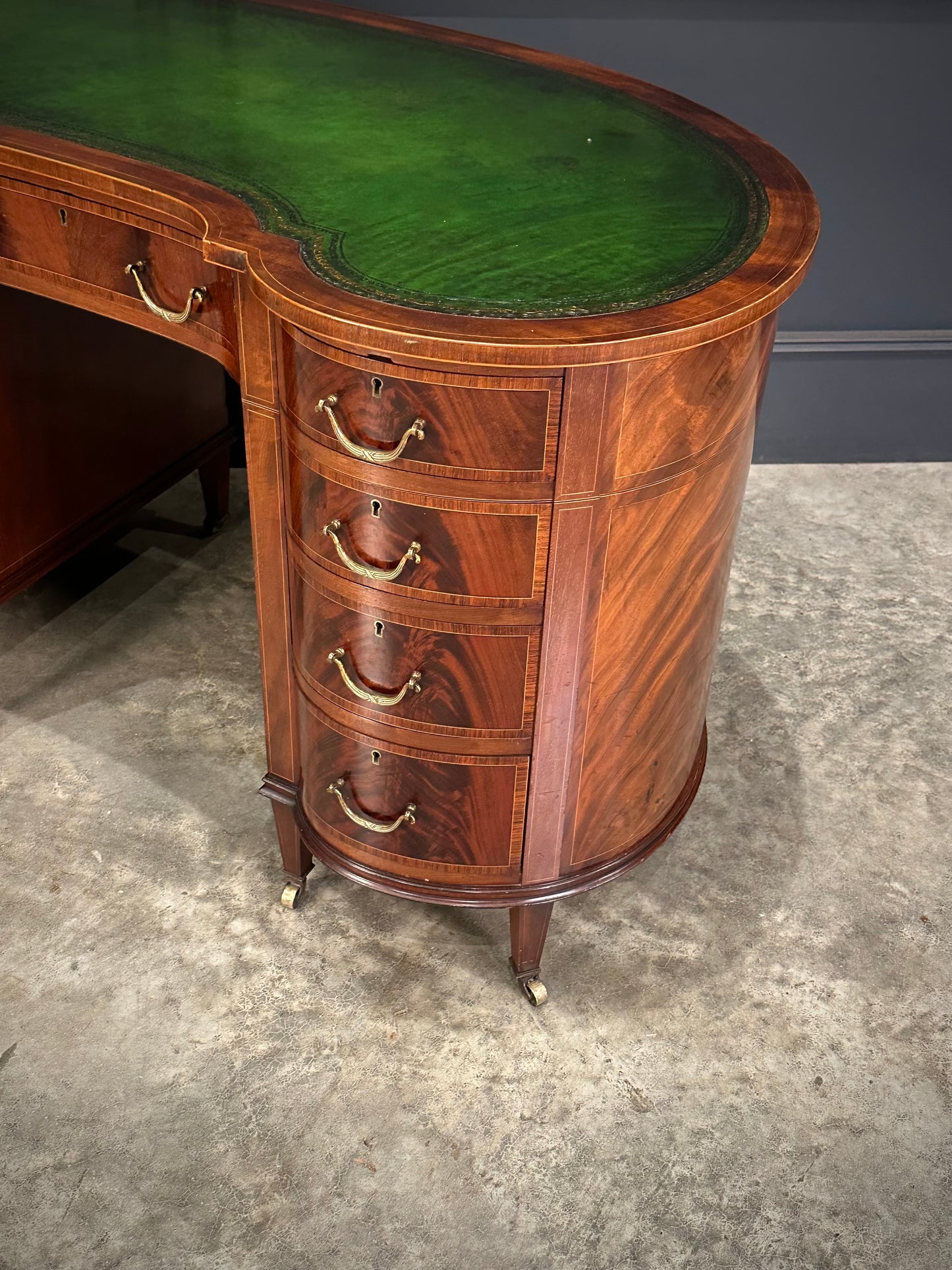 Edwardian Mahogany Kidney Shaped Desk