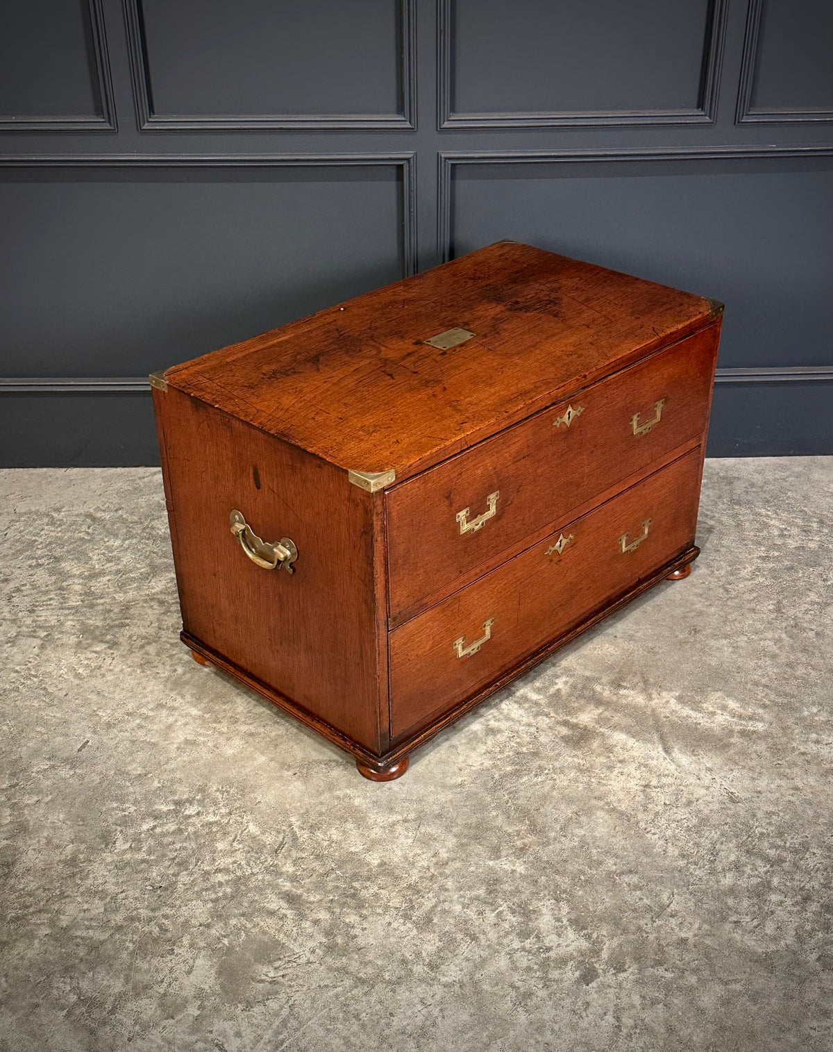Rare Pair of Regency Teak Military Campaign Chests