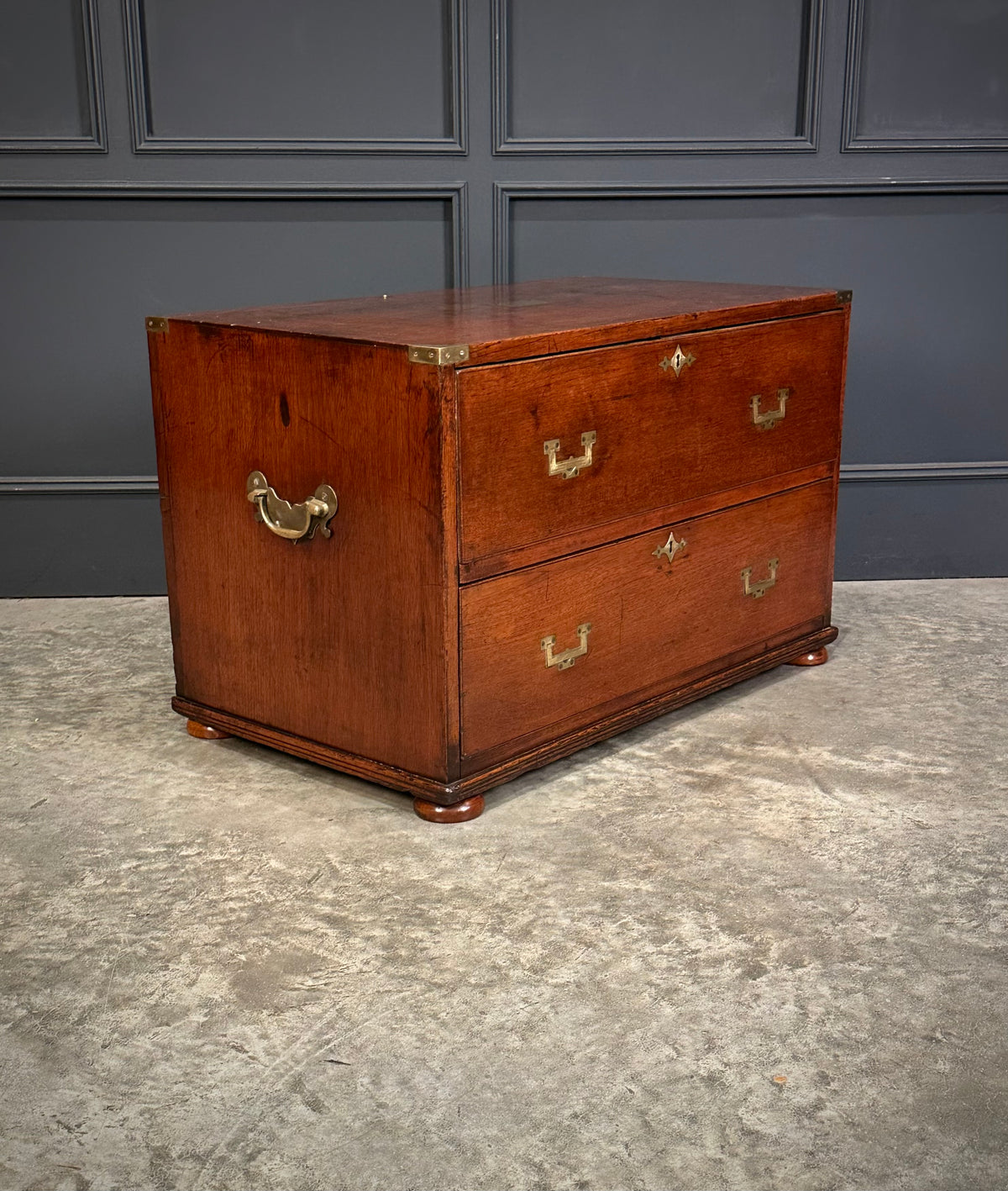 Rare Pair of Regency Teak Military Campaign Chests