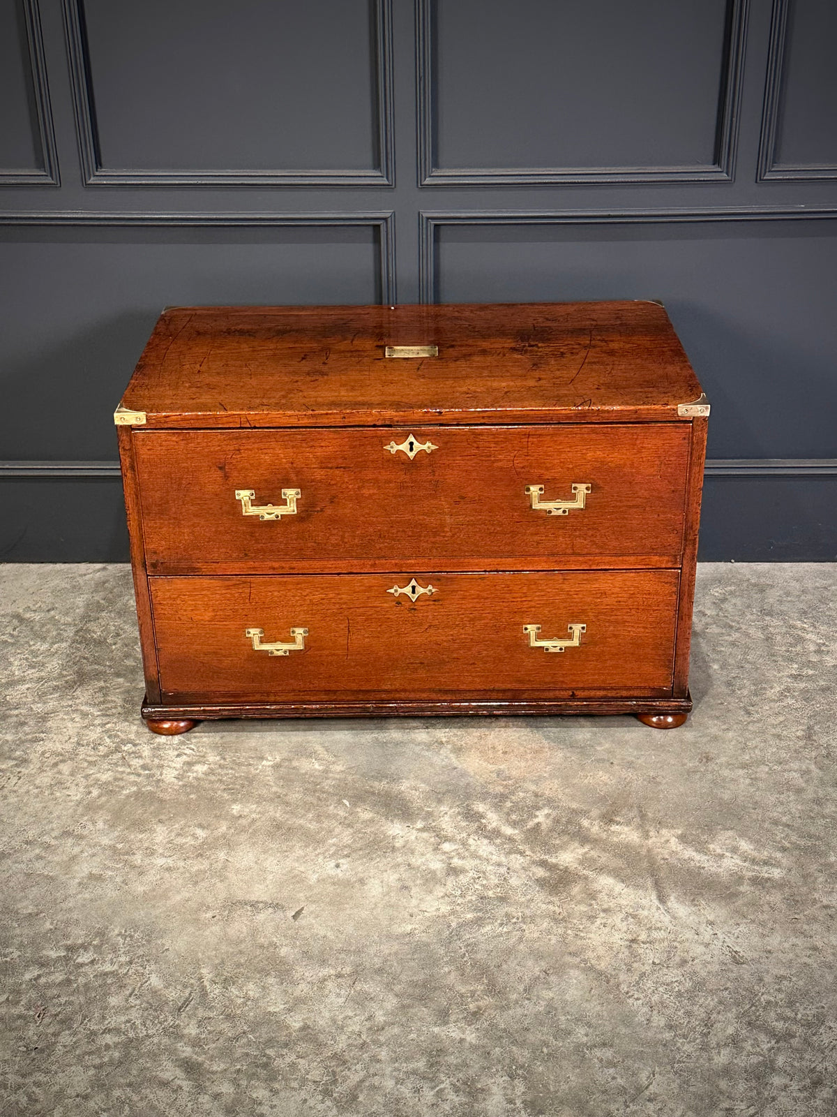 Rare Pair of Regency Teak Military Campaign Chests