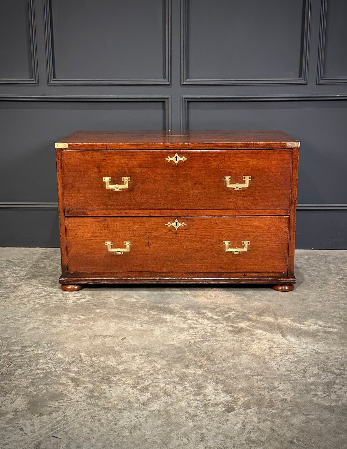 Rare Pair of Regency Teak Military Campaign Chests
