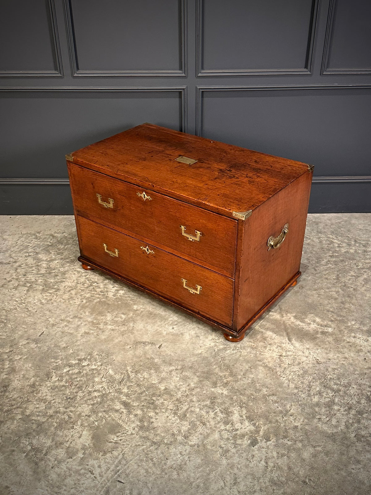 Rare Pair of Regency Teak Military Campaign Chests