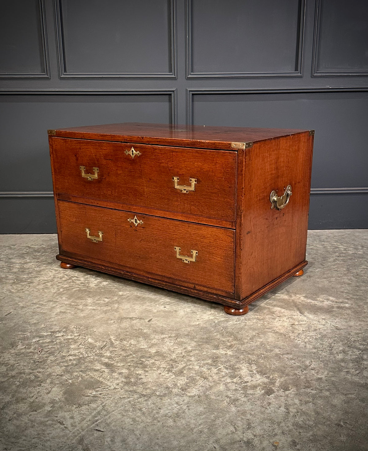 Rare Pair of Regency Teak Military Campaign Chests