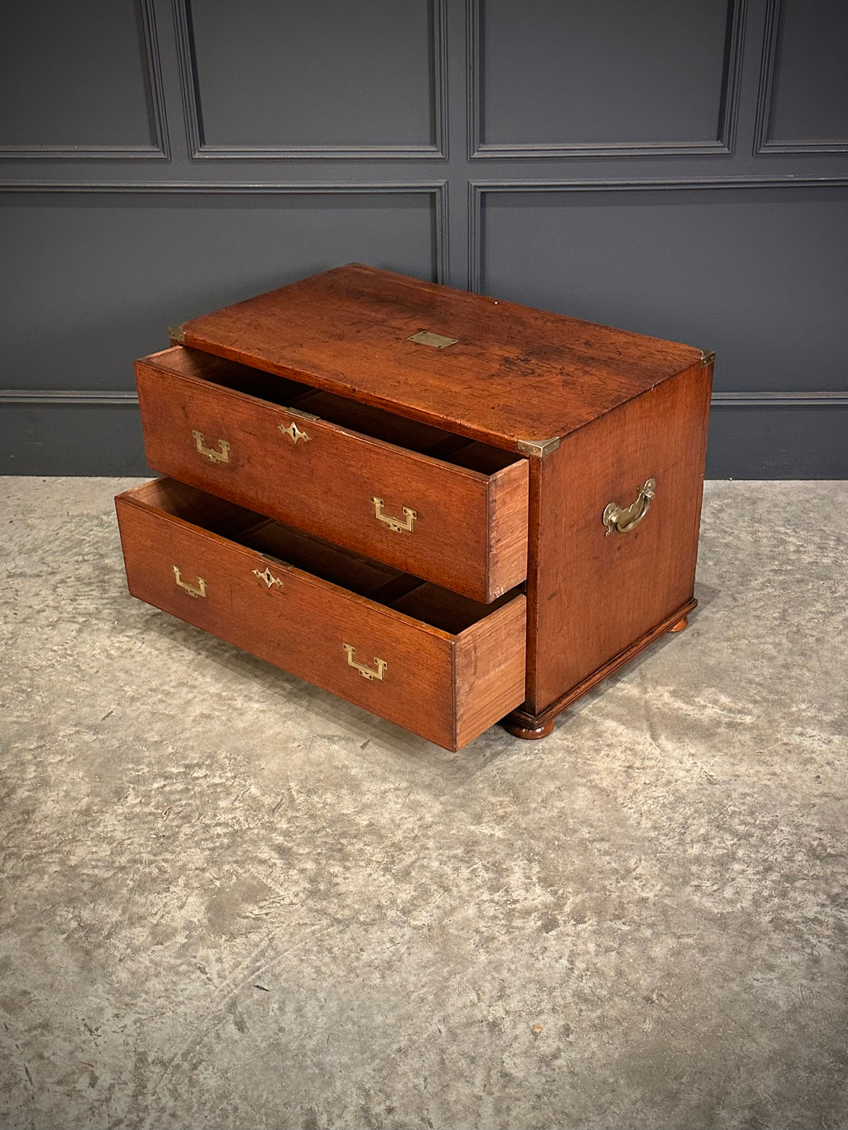 Rare Pair of Regency Teak Military Campaign Chests