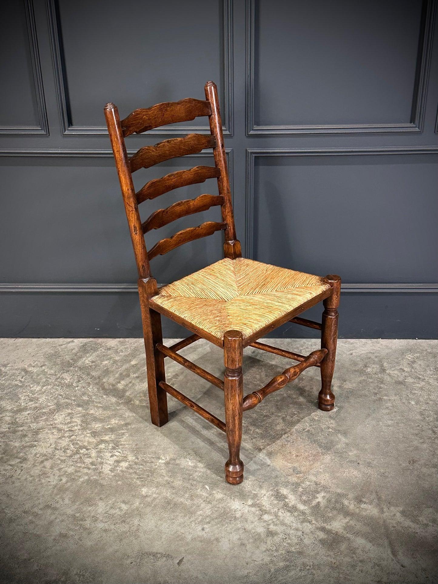 Set of Eight Ladder Back Dining Chairs