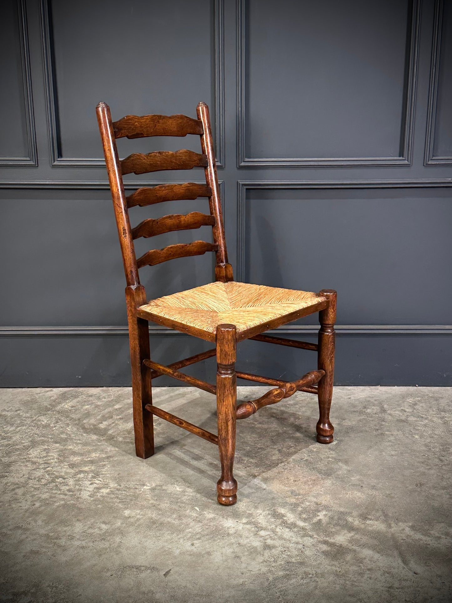 Set of Eight Ladder Back Dining Chairs