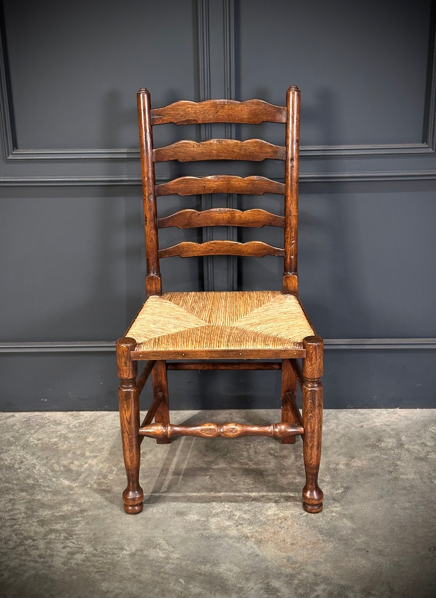 Set of Eight Ladder Back Dining Chairs