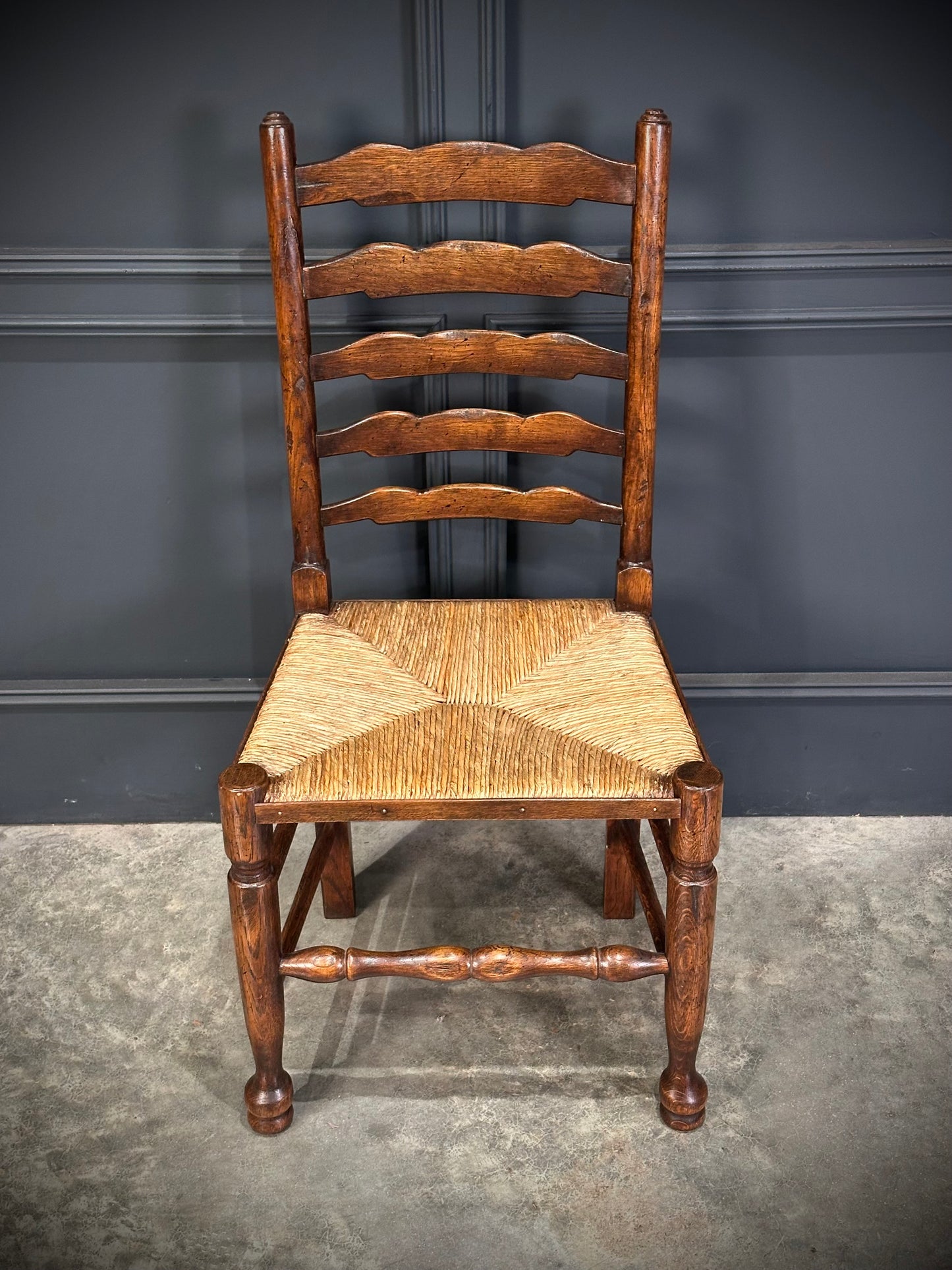 Set of Eight Ladder Back Dining Chairs
