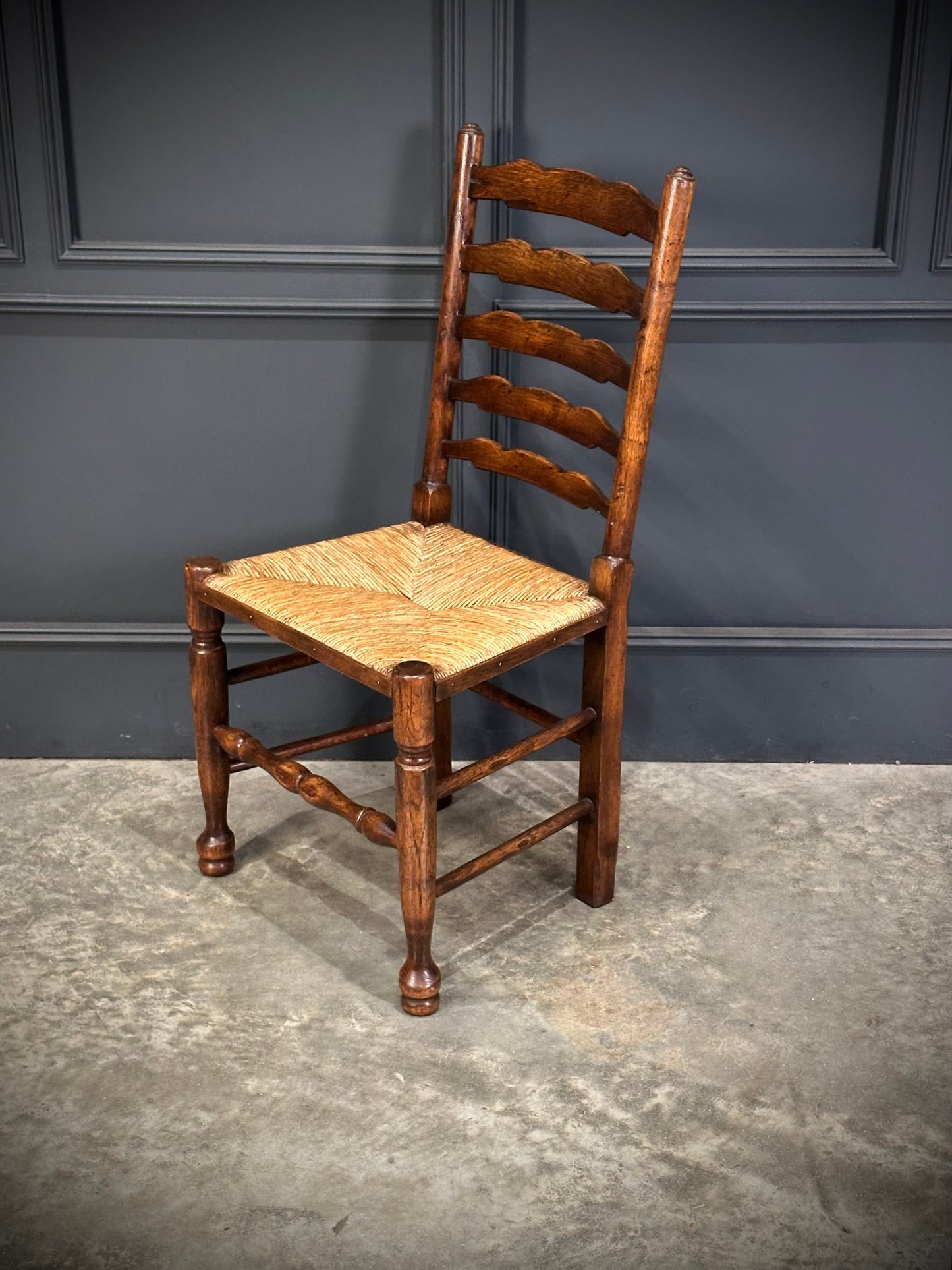 Set of Eight Ladder Back Dining Chairs