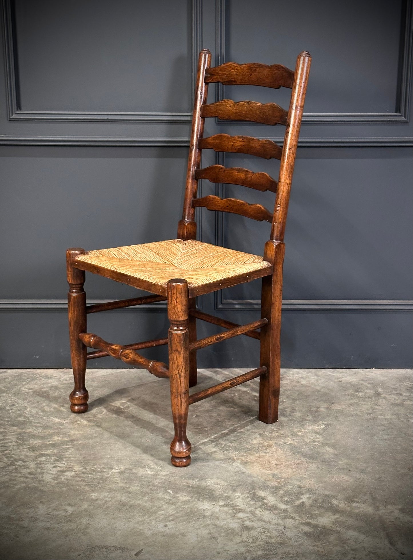 Set of Eight Ladder Back Dining Chairs