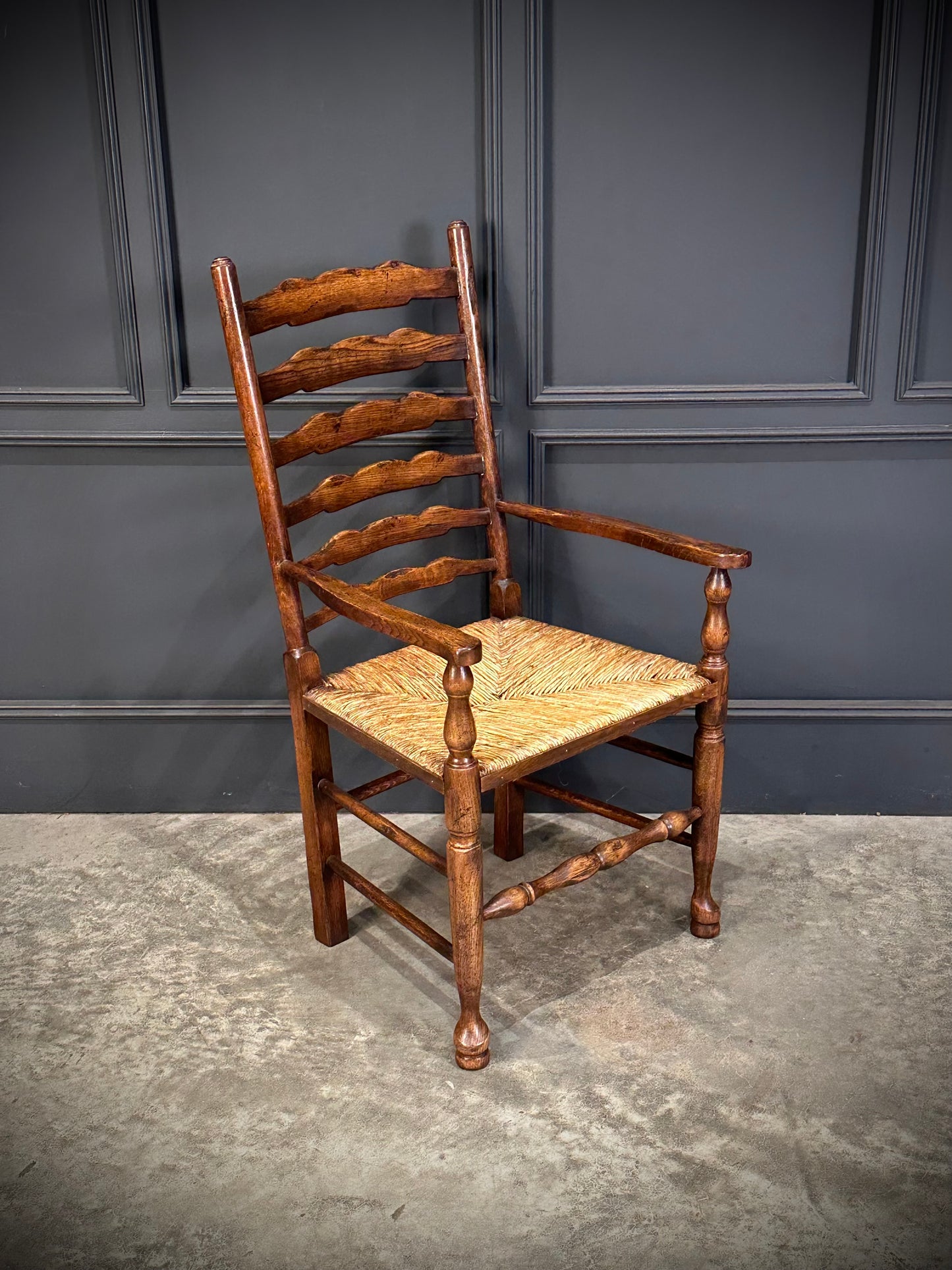 Set of Eight Ladder Back Dining Chairs