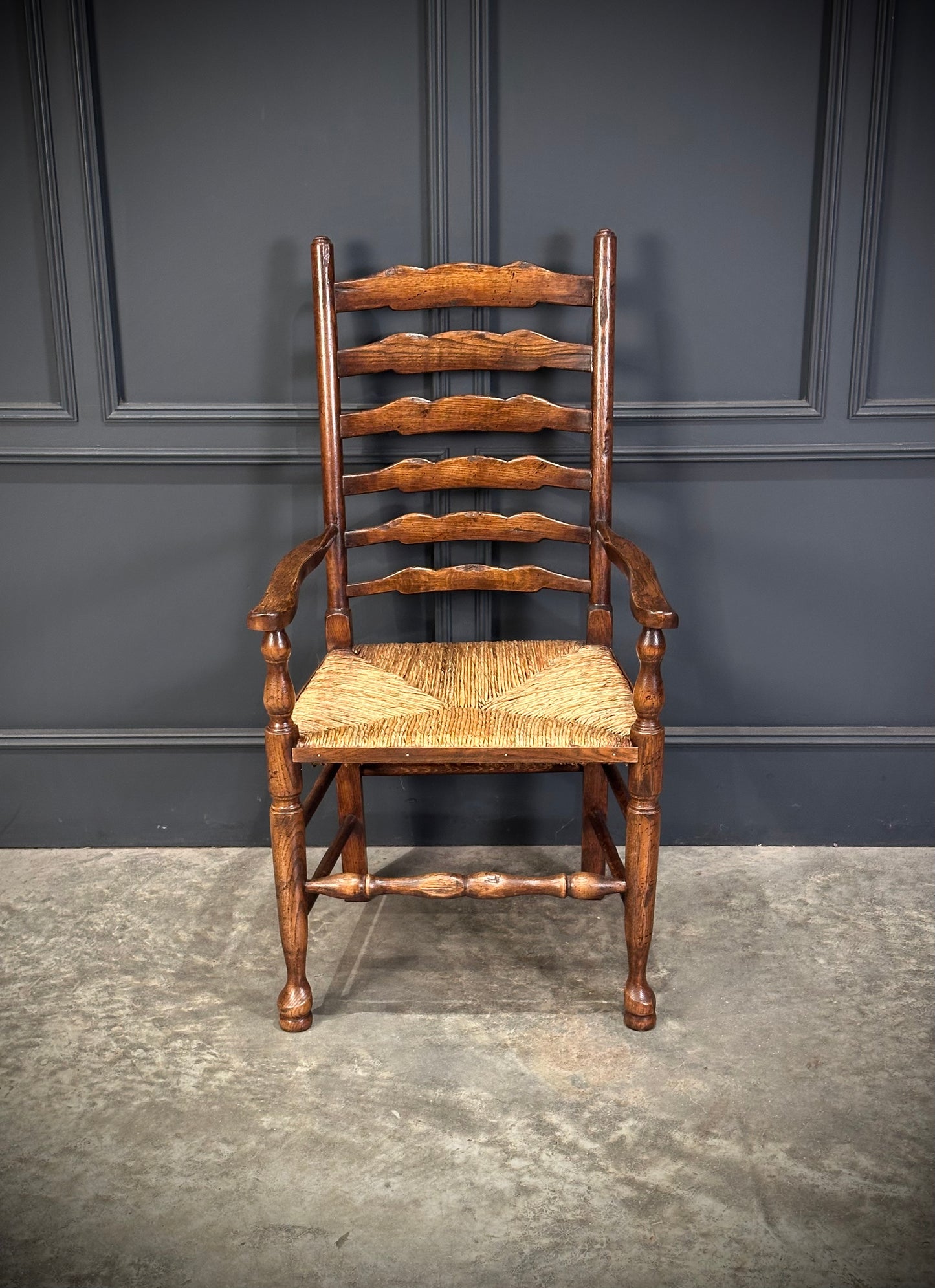 Set of Eight Ladder Back Dining Chairs