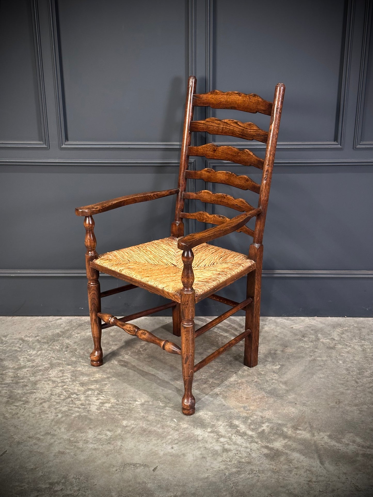 Set of Eight Ladder Back Dining Chairs