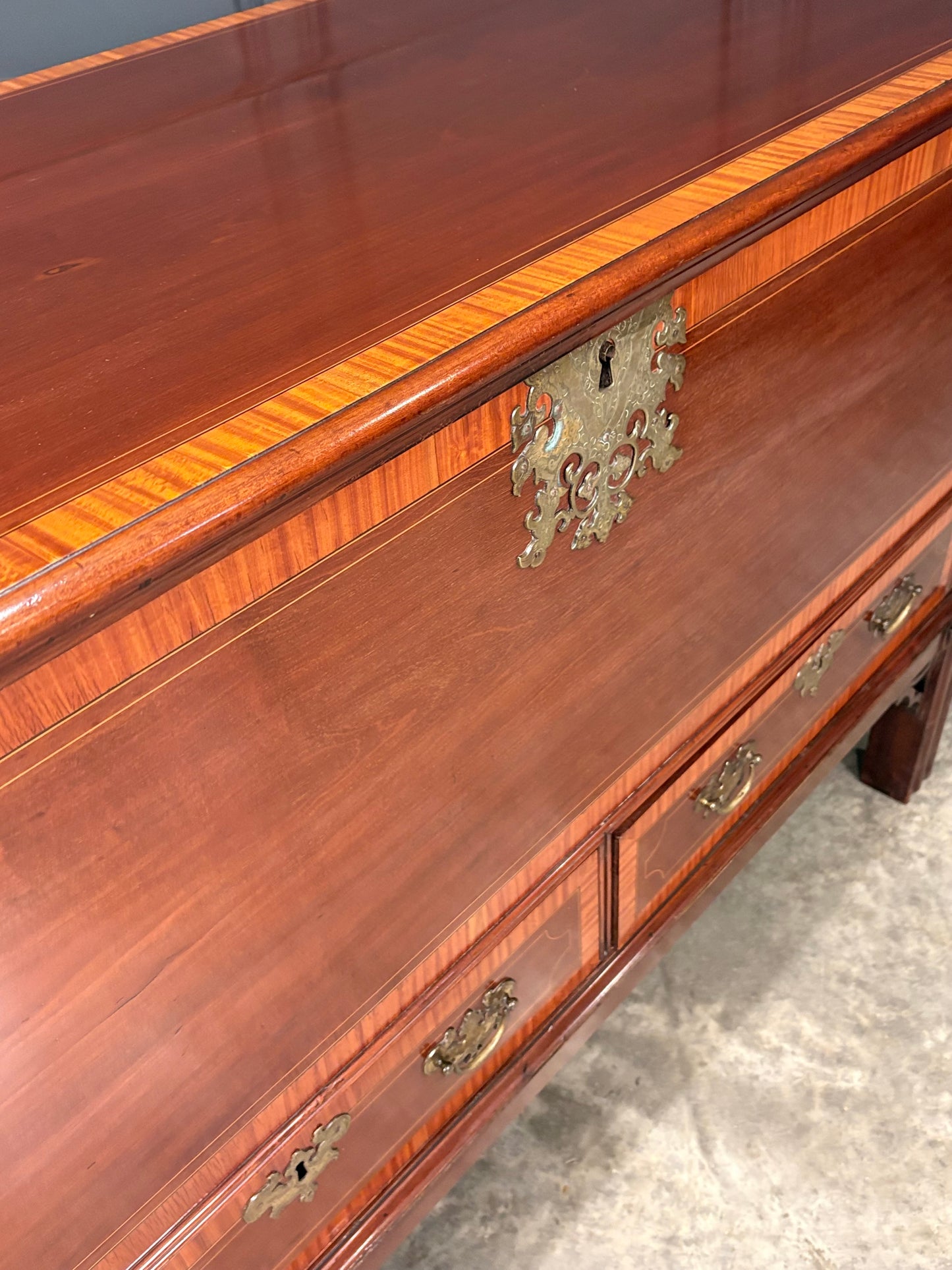 Inlaid Mahogany Silver Chest on Stand