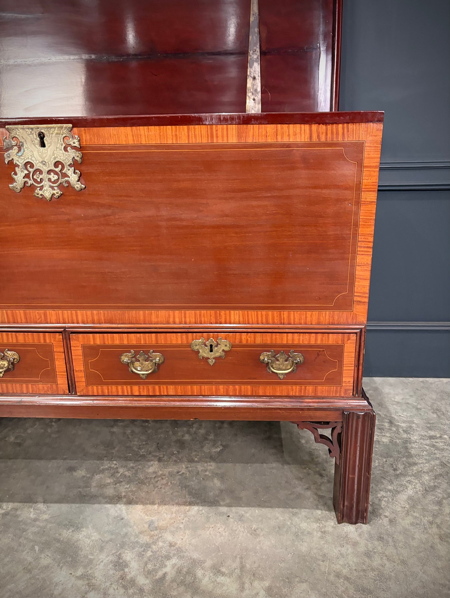 Inlaid Mahogany Silver Chest on Stand
