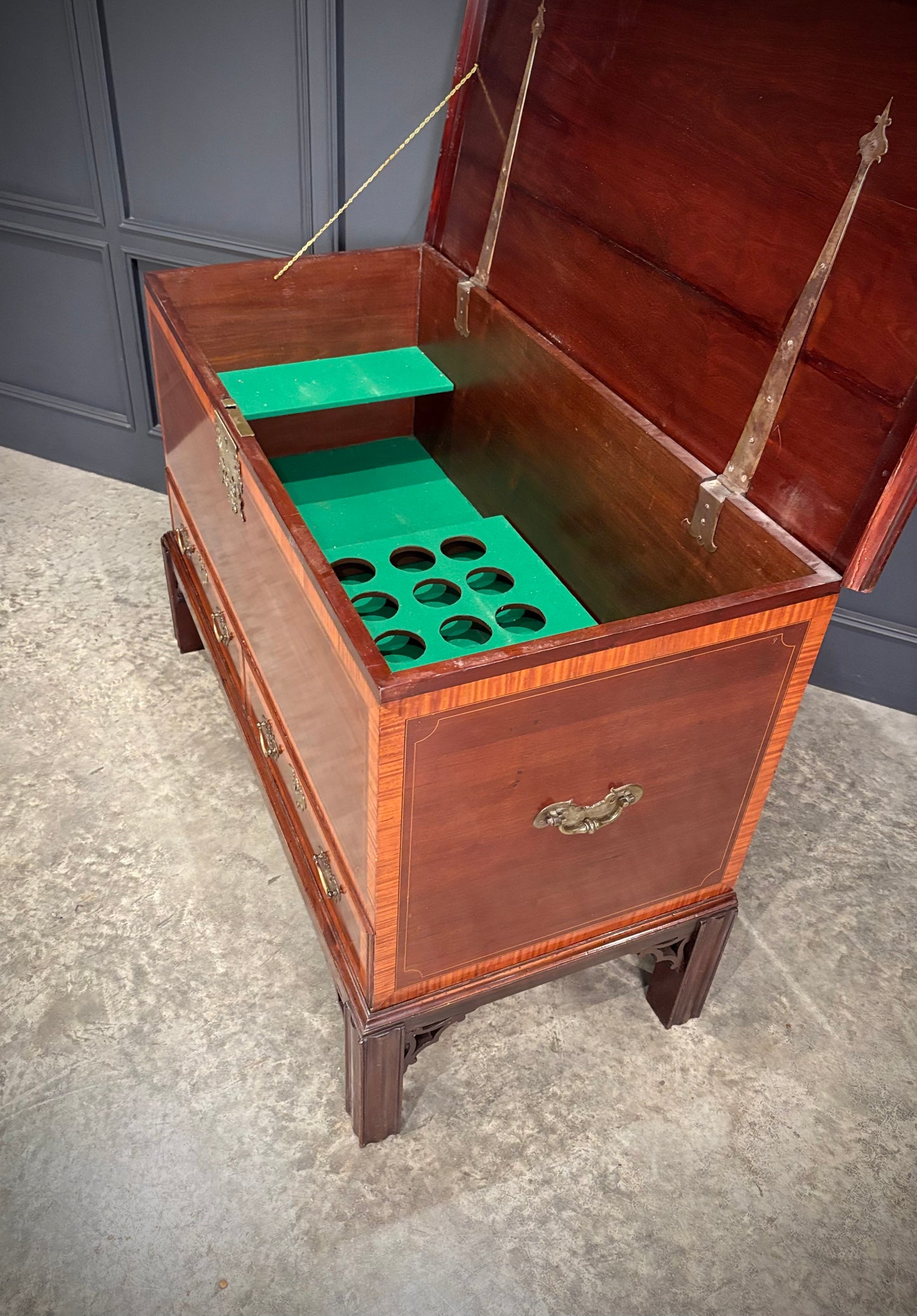 Inlaid Mahogany Silver Chest on Stand