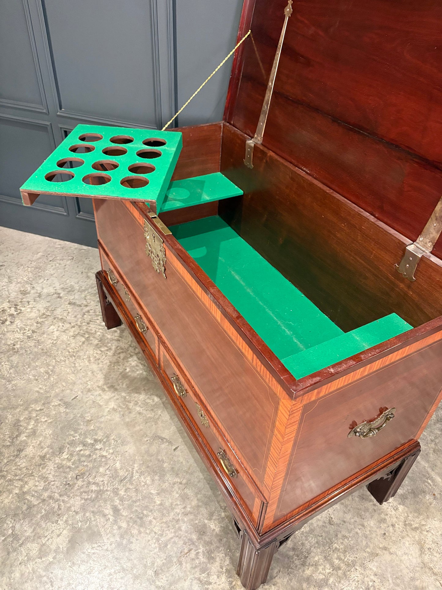 Inlaid Mahogany Silver Chest on Stand