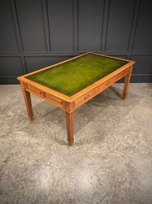 Large Oak & Leather Partners Writing Table (6ft x 3ft6)