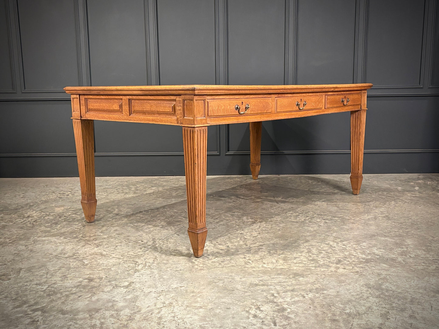 Large Oak & Leather Partners Writing Table (6ft x 3ft6)