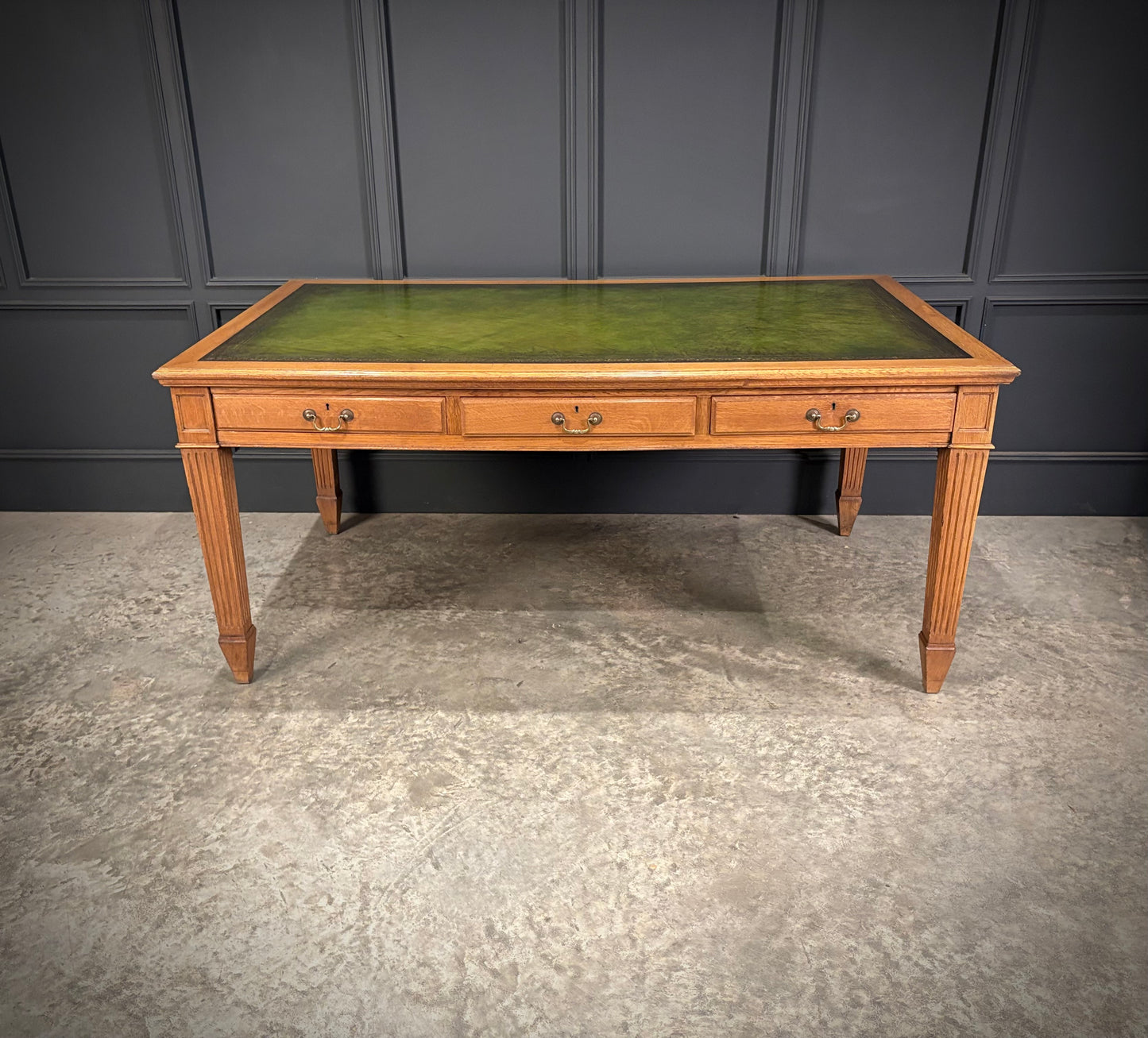 Large Oak & Leather Partners Writing Table (6ft x 3ft6)