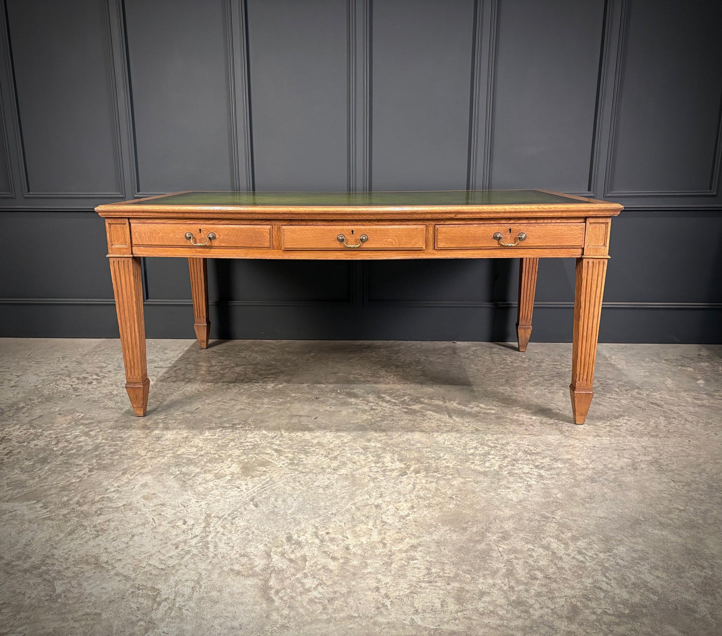 Large Oak & Leather Partners Writing Table (6ft x 3ft6)