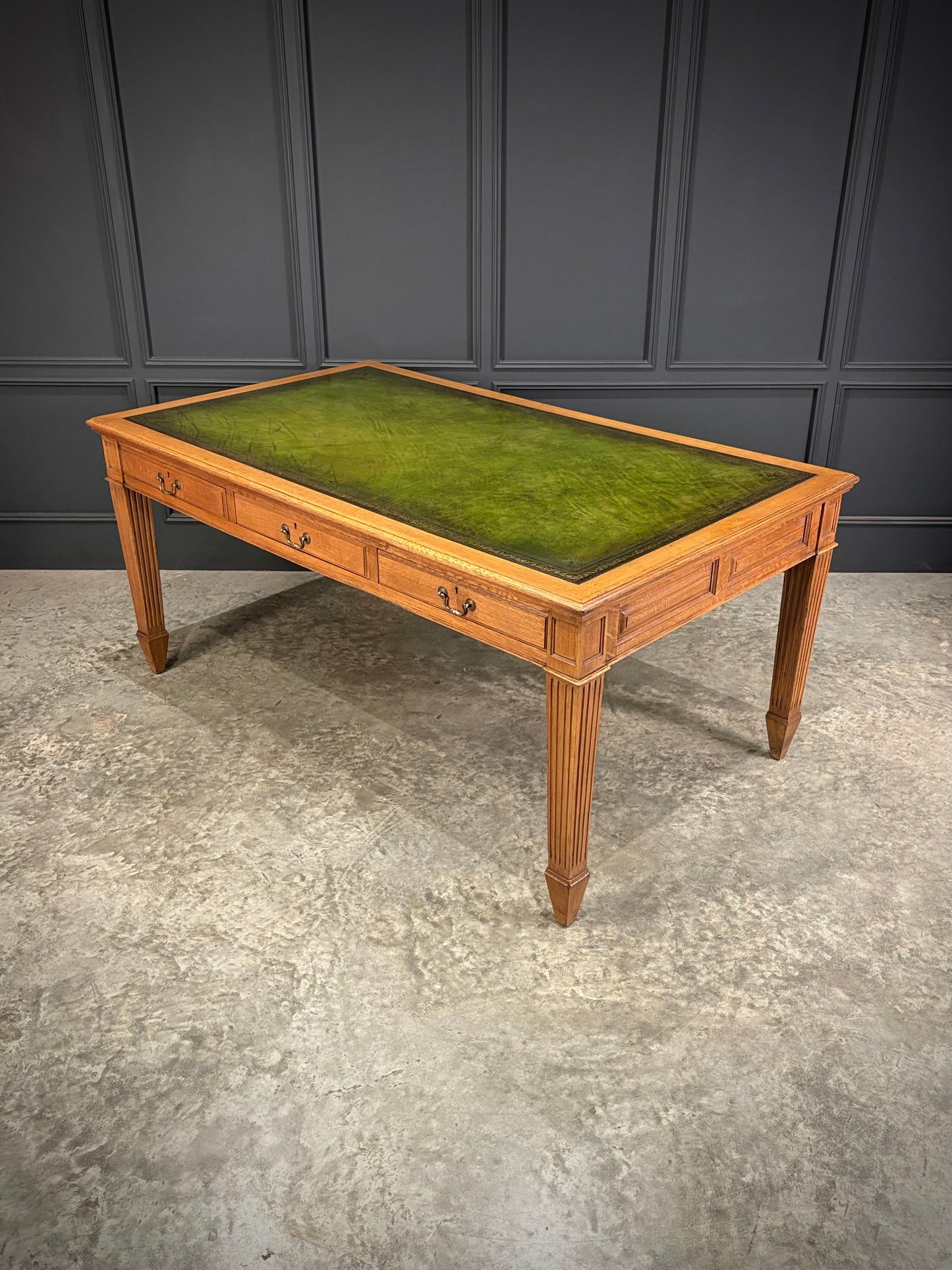 Large Oak & Leather Partners Writing Table (6ft x 3ft6)