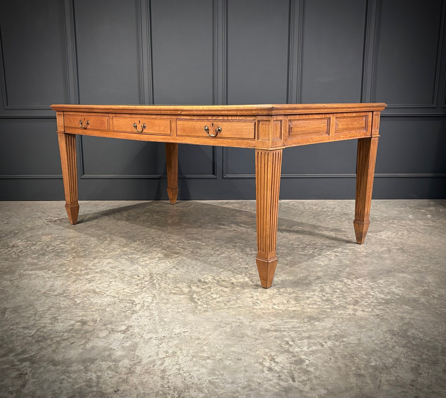 Large Oak & Leather Partners Writing Table (6ft x 3ft6)