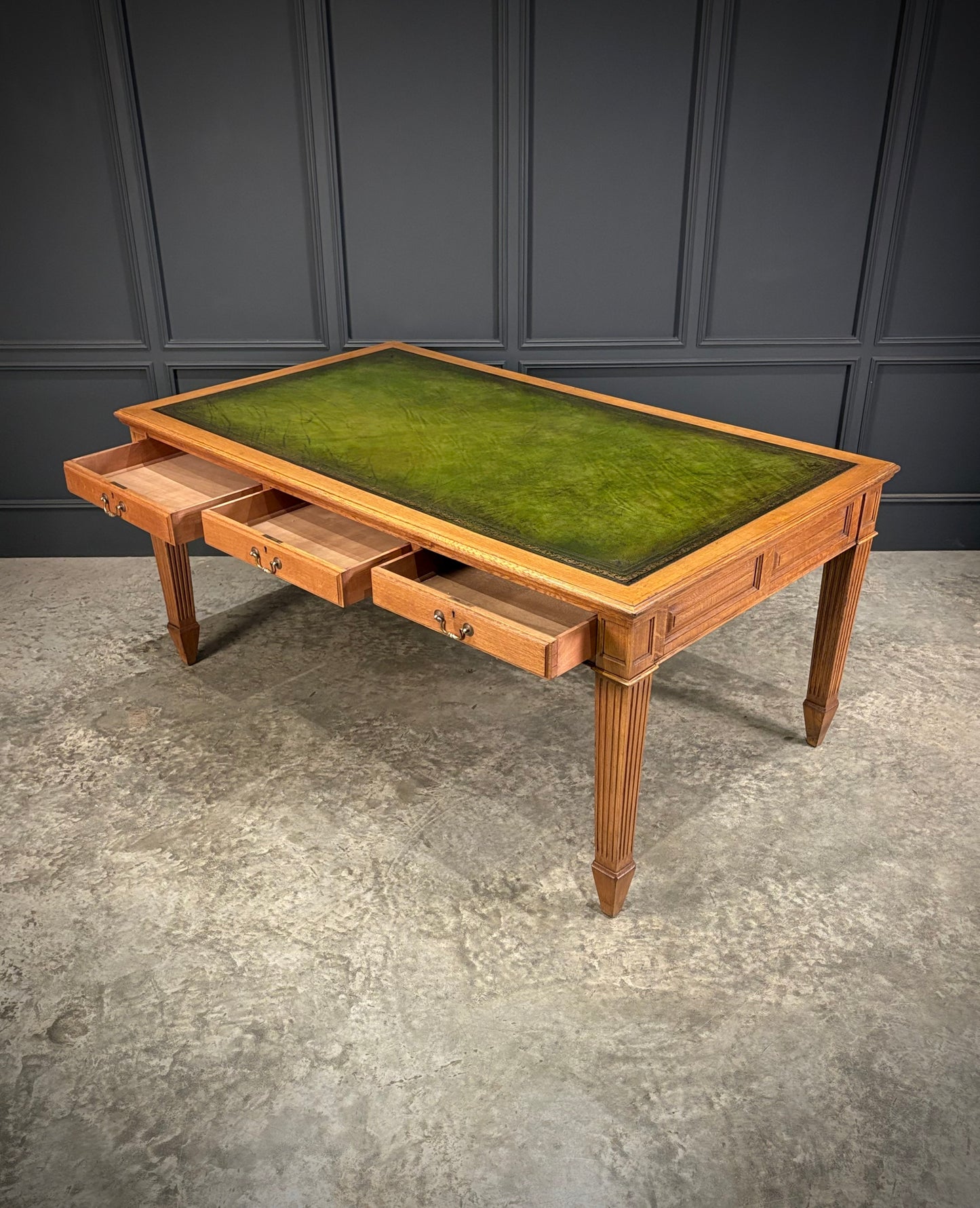 Large Oak & Leather Partners Writing Table (6ft x 3ft6)